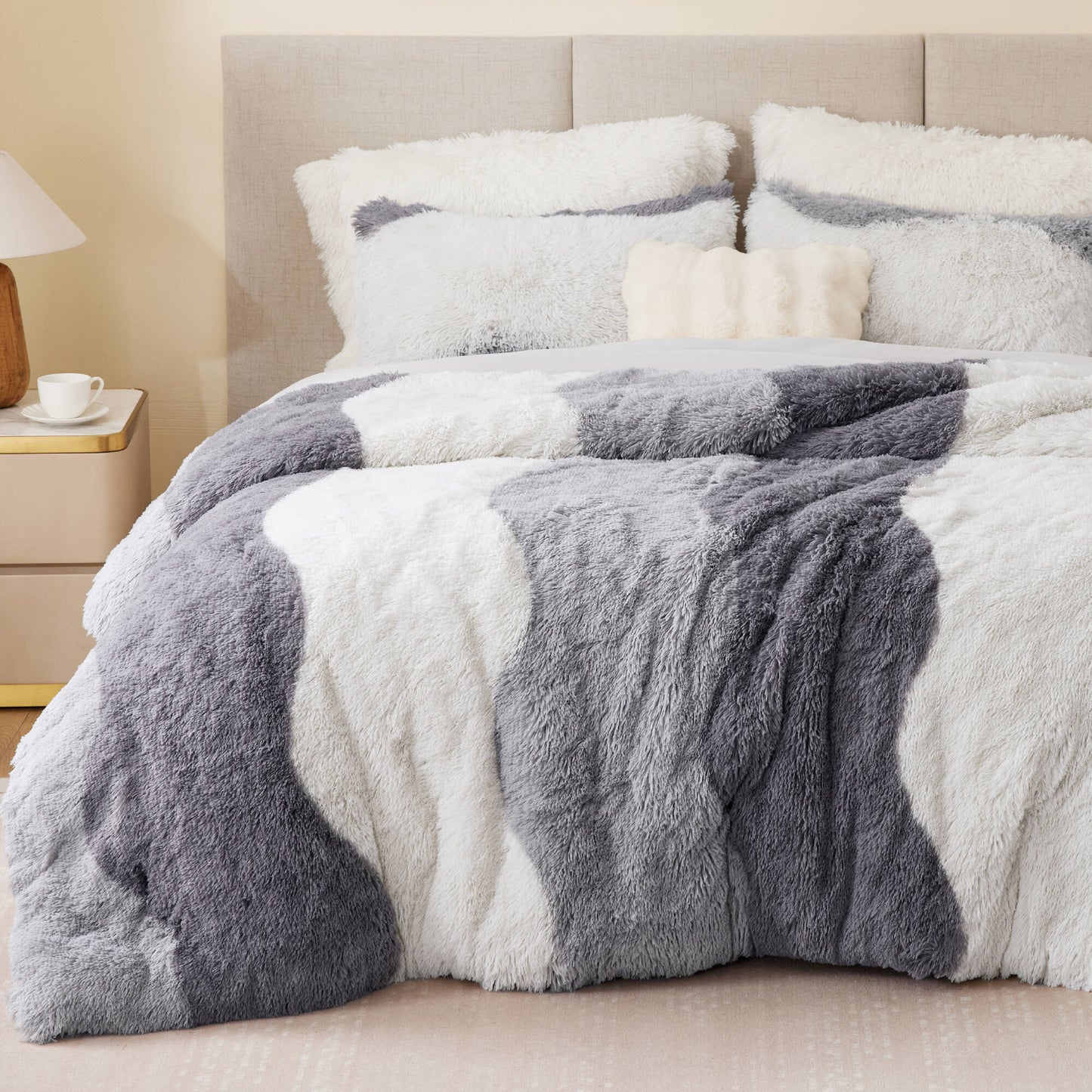 Cassie Ombre Shaggy Faux Fur Comforter Set