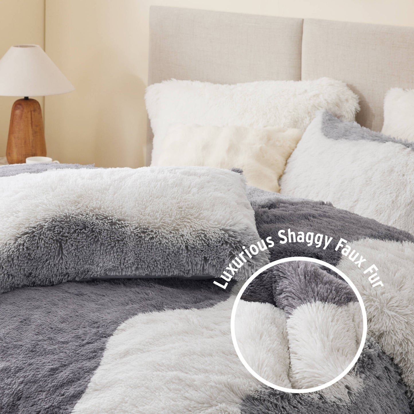 Cassie Ombre Shaggy Faux Fur Comforter Set
