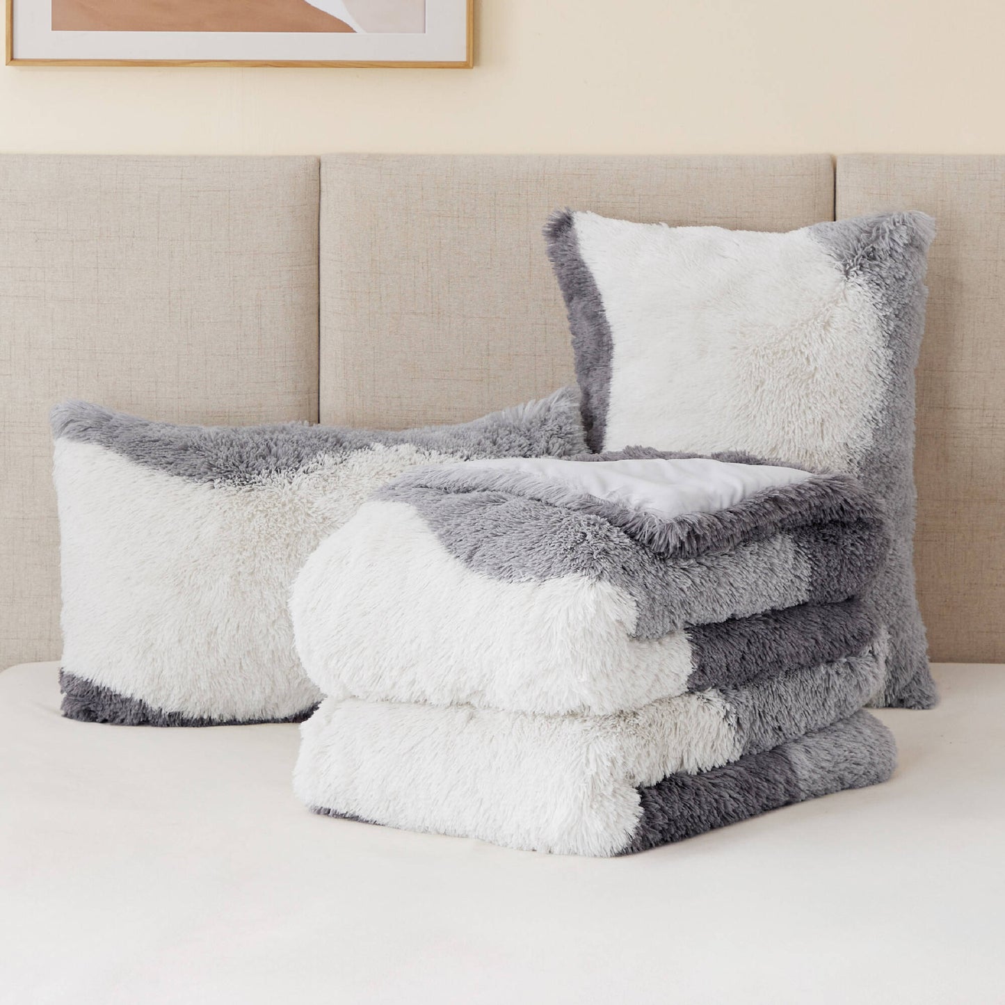 Cassie Ombre Shaggy Faux Fur Comforter Set