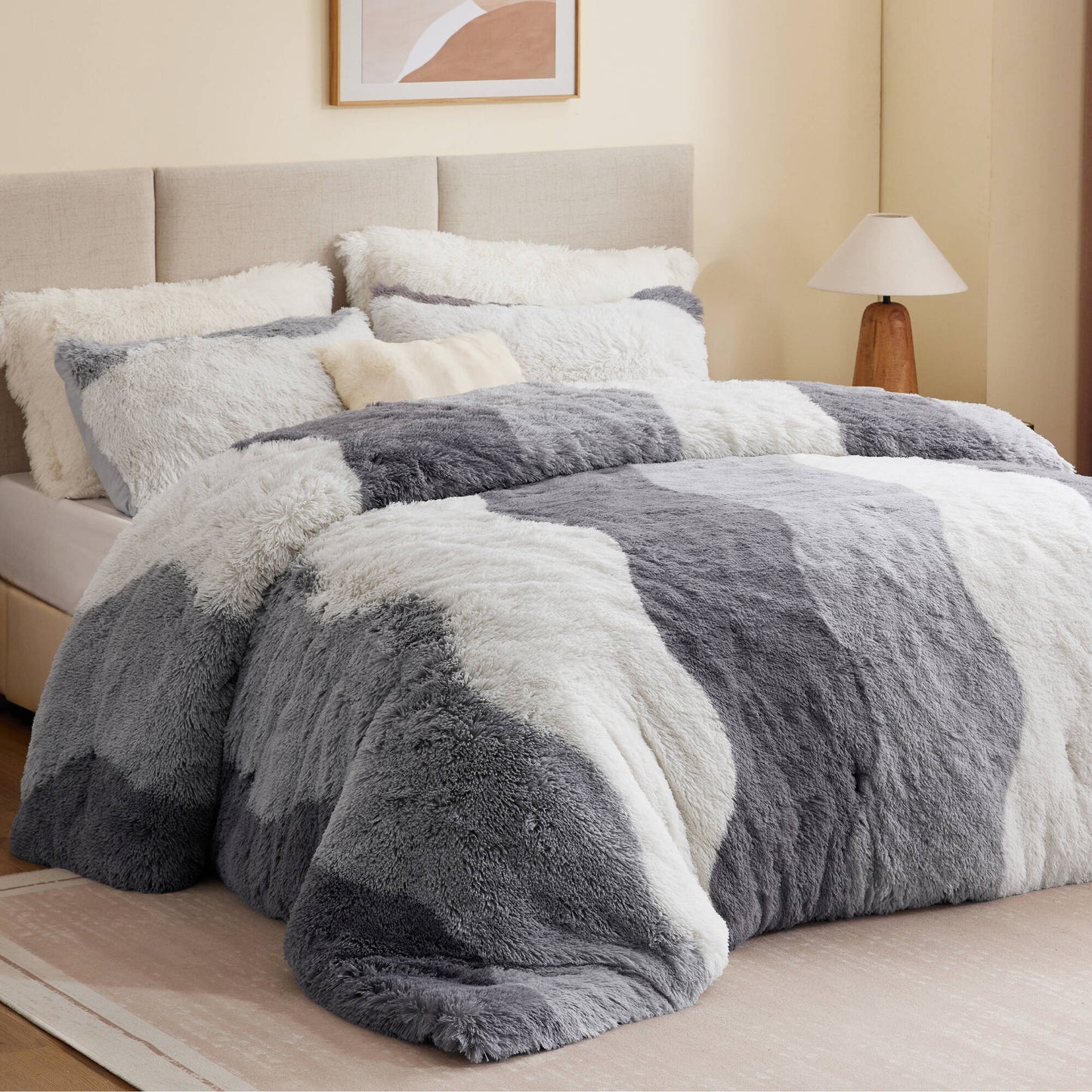 Cassie Ombre Shaggy Faux Fur Comforter Set