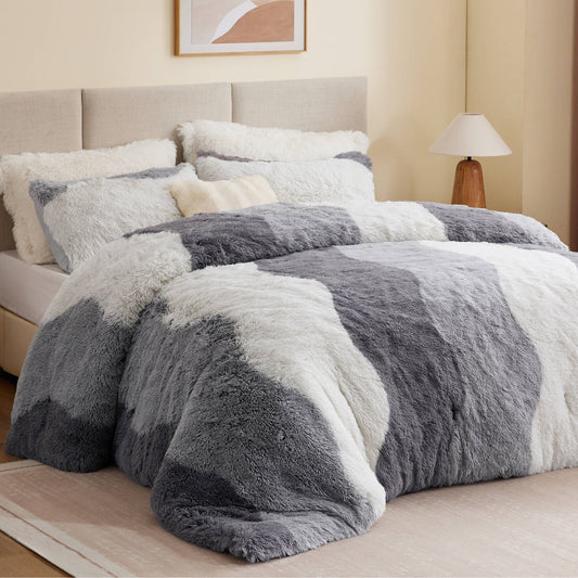 Cassie Ombre Shaggy Faux Fur Comforter Set