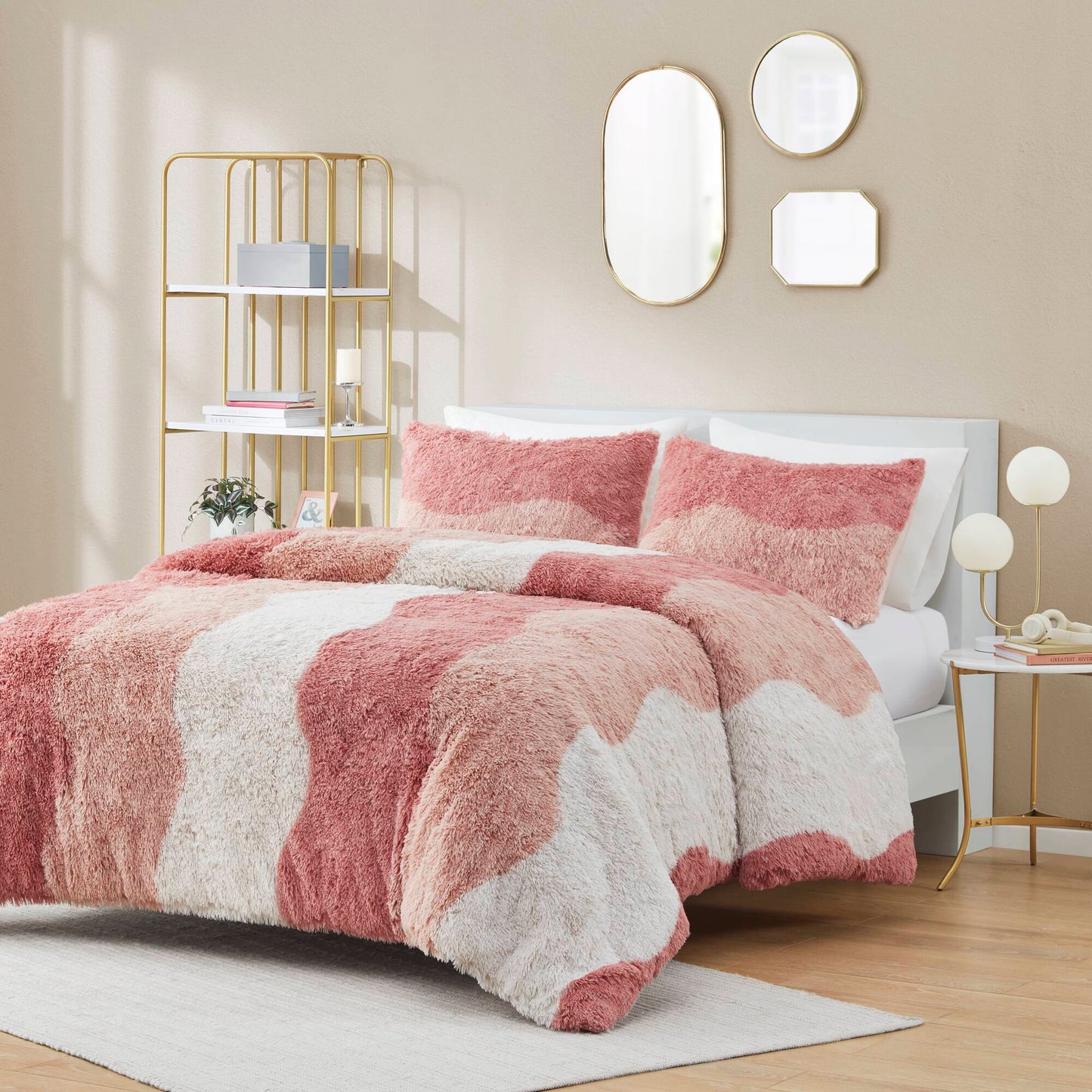 Cassie Ombre Shaggy Faux Fur Duvet Cover Set