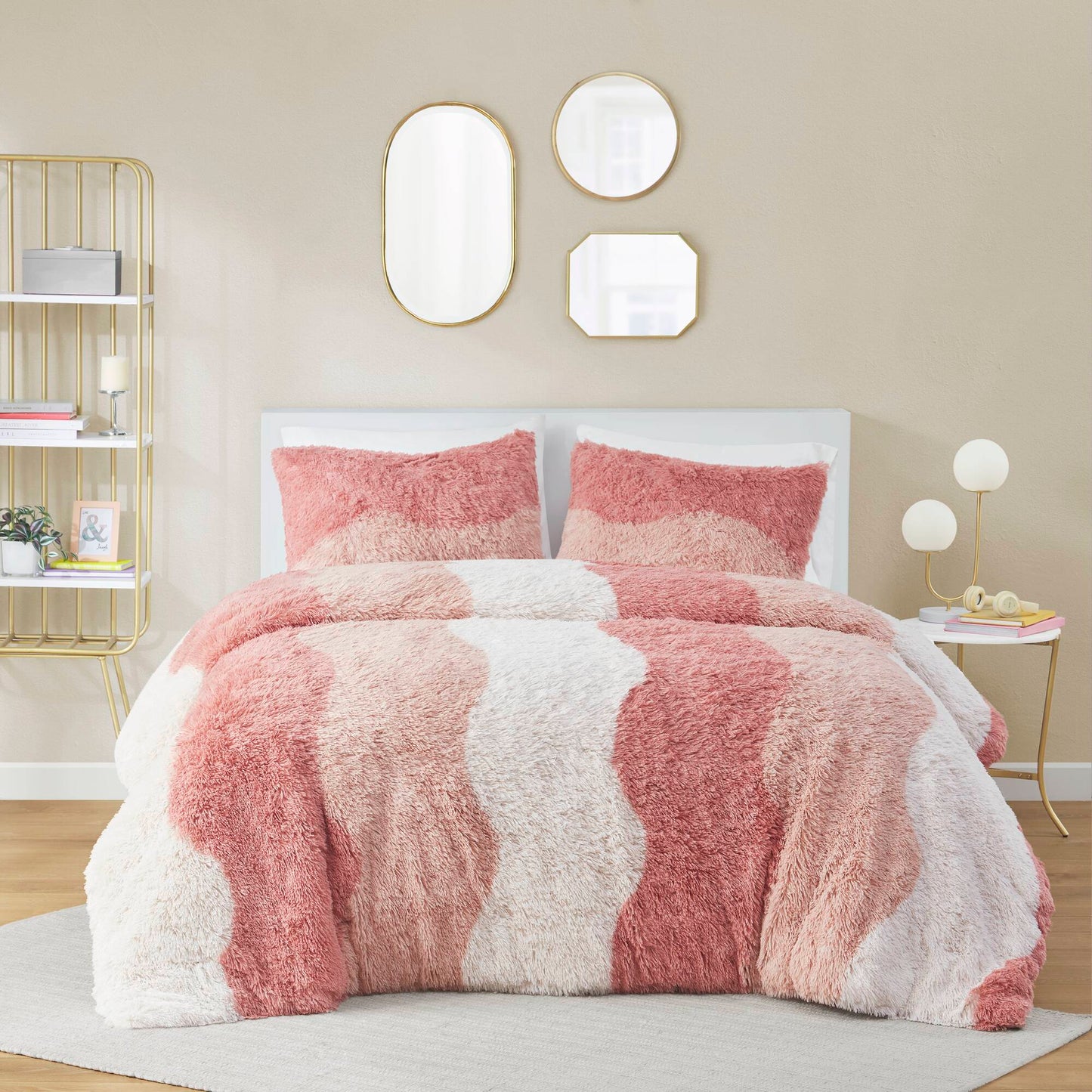Cassie Ombre Shaggy Faux Fur Duvet Cover Set