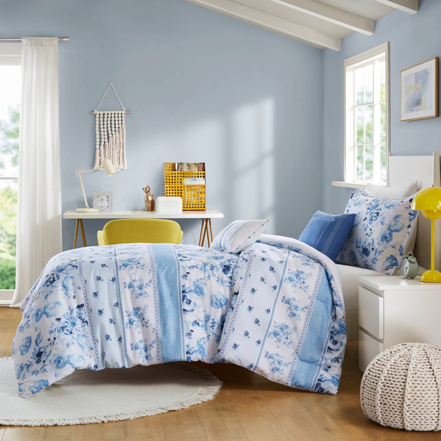 Christa Floral Striped Comforter Set