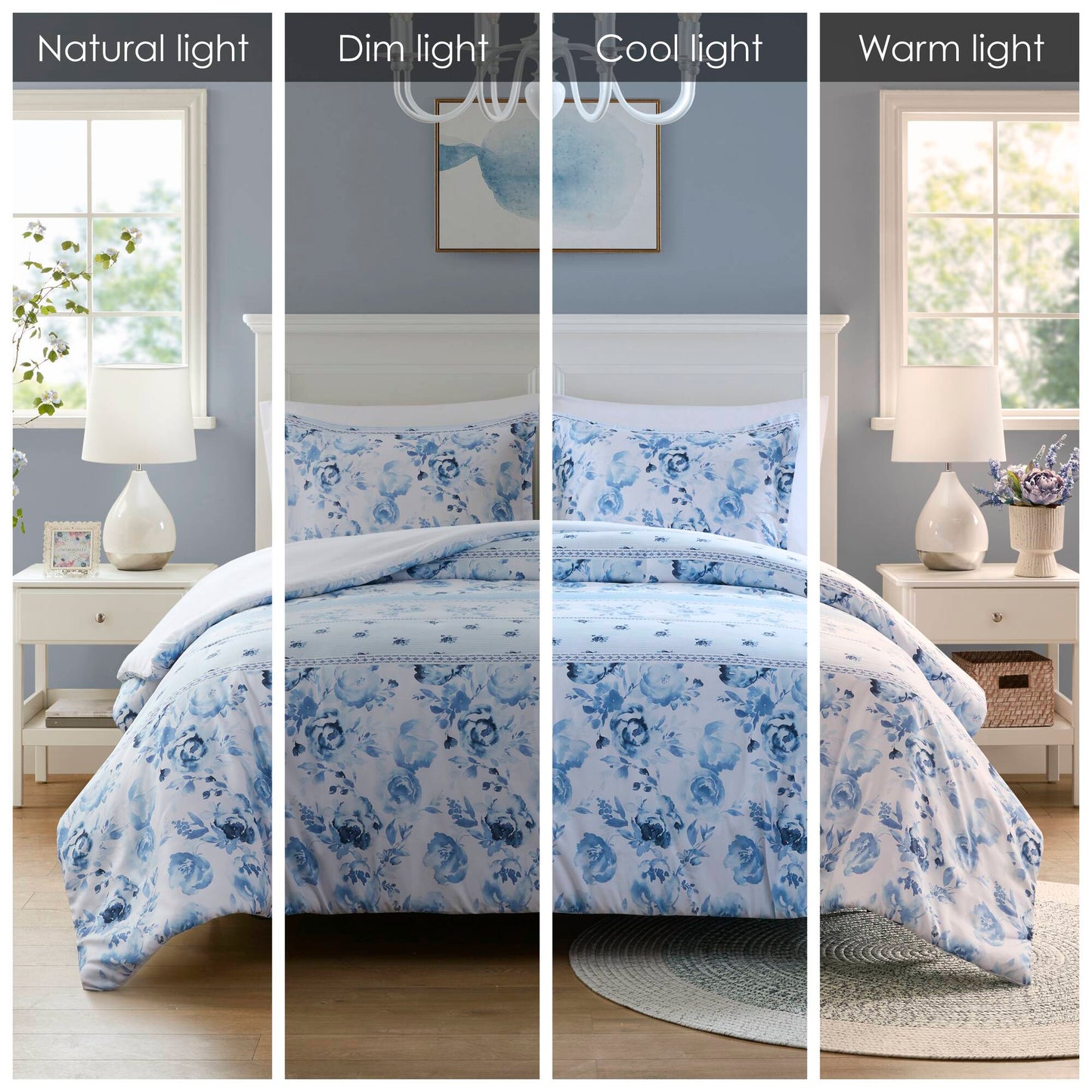 Christa Floral Striped Duvet Cover Set