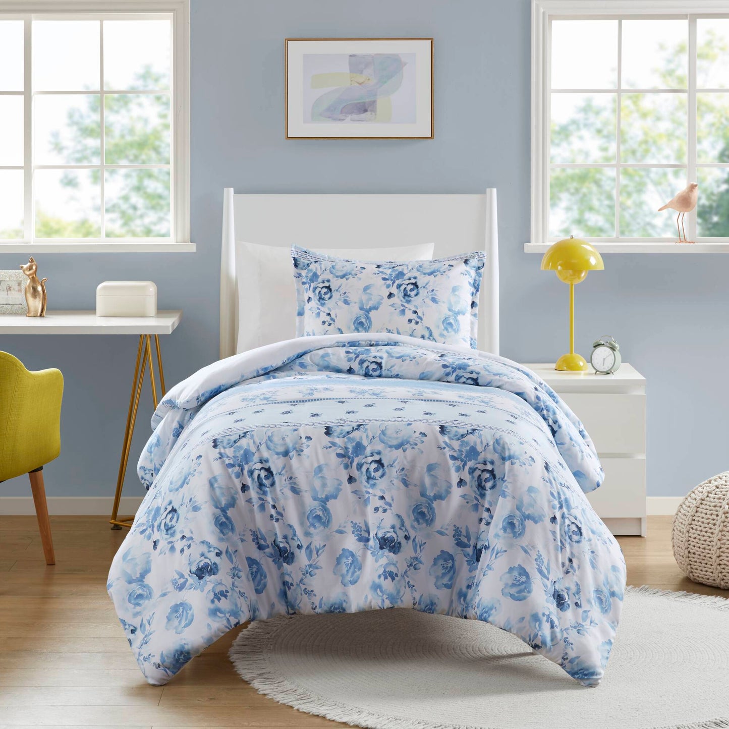 Christa Floral Striped Duvet Cover Set
