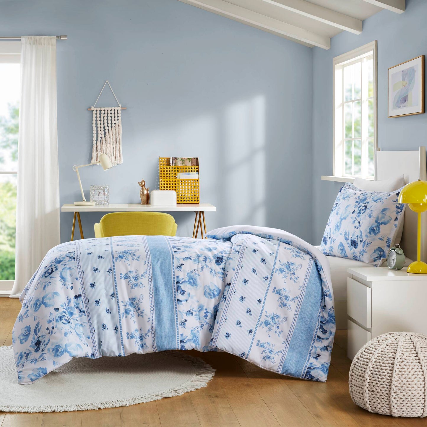 Christa Floral Striped Duvet Cover Set