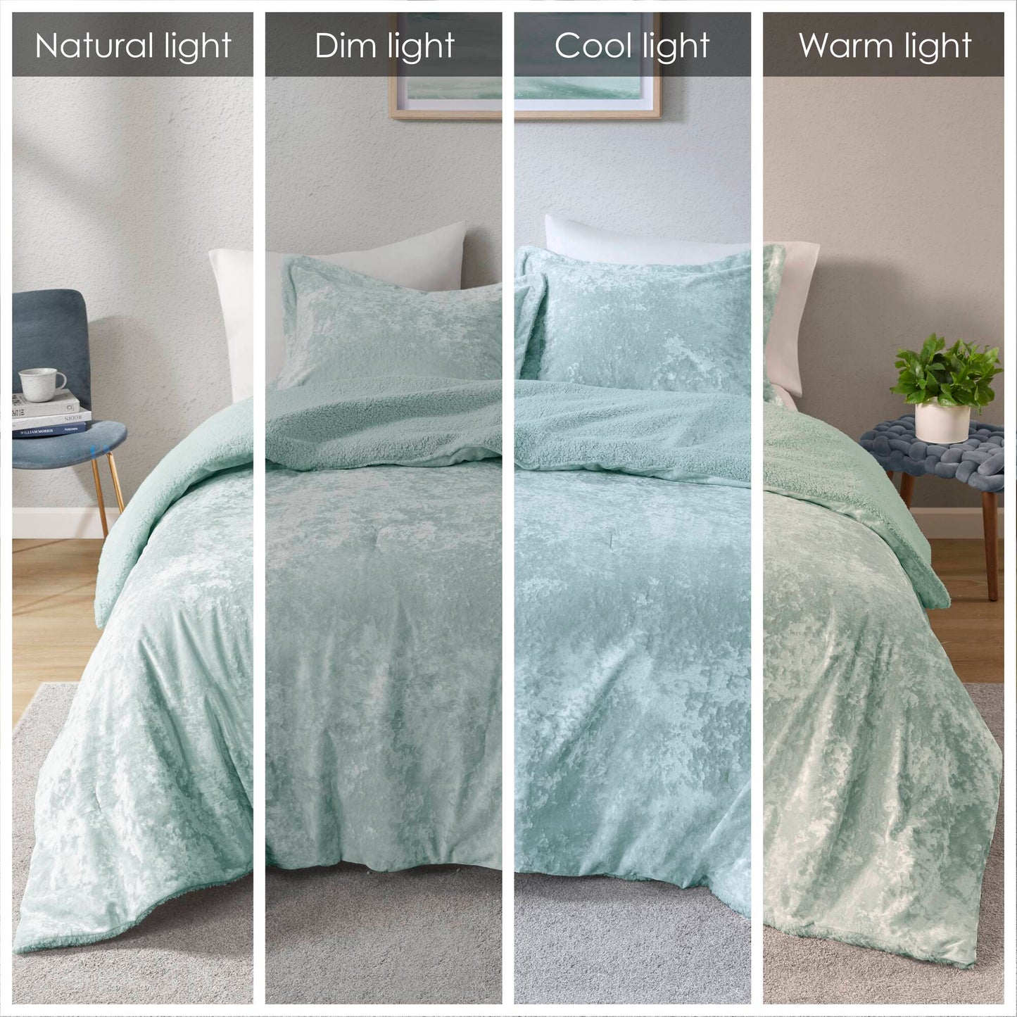 Mira Crushed Velvet Sherpa Reversible Comforter Set