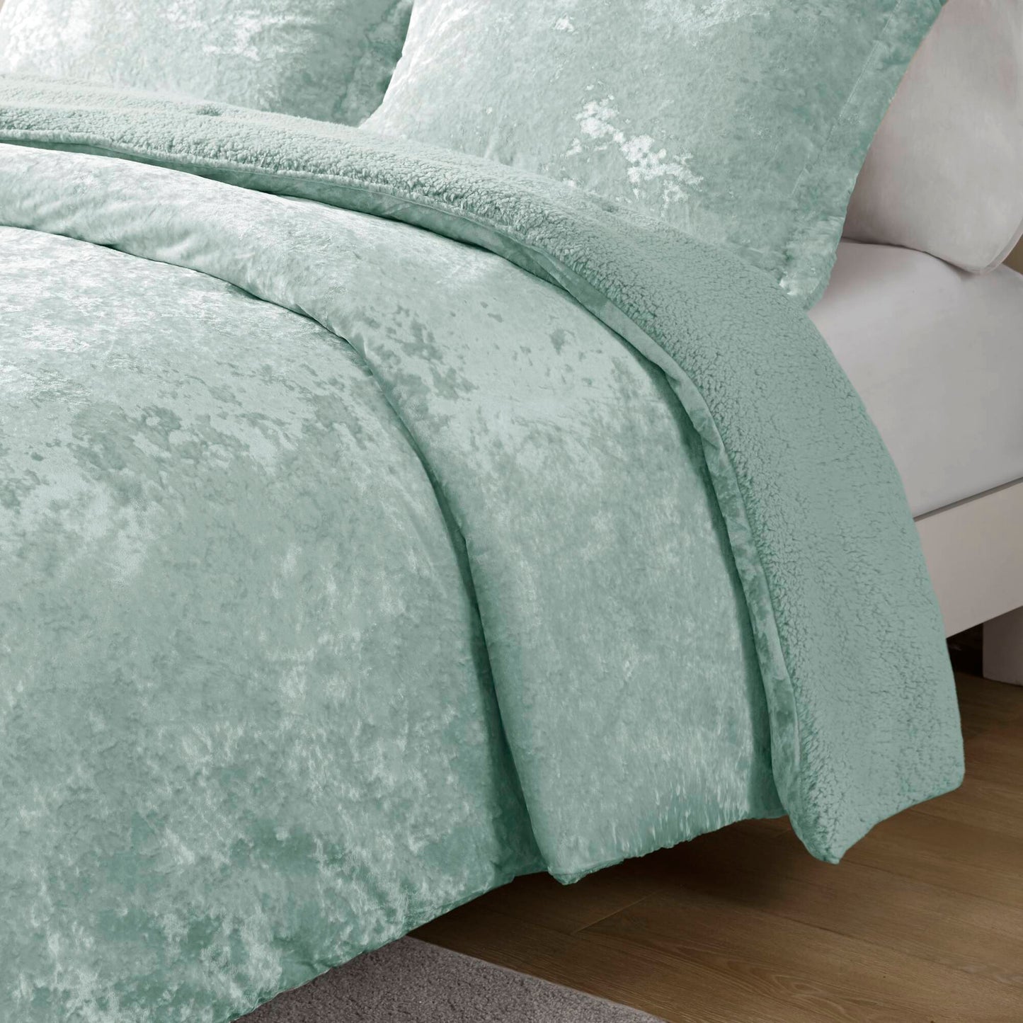 Mira Crushed Velvet Sherpa Reversible Comforter Set