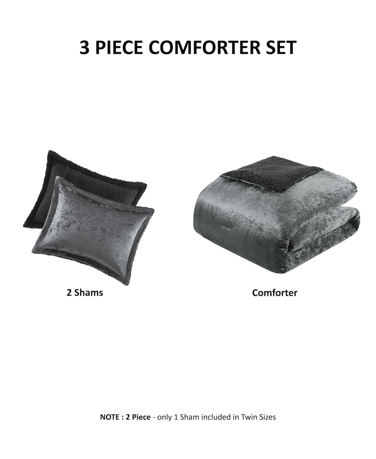 Mira Crushed Velvet Sherpa Reversible Comforter Set