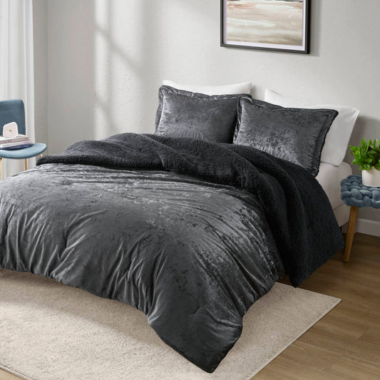 Mira Crushed Velvet Sherpa Reversible Comforter Set