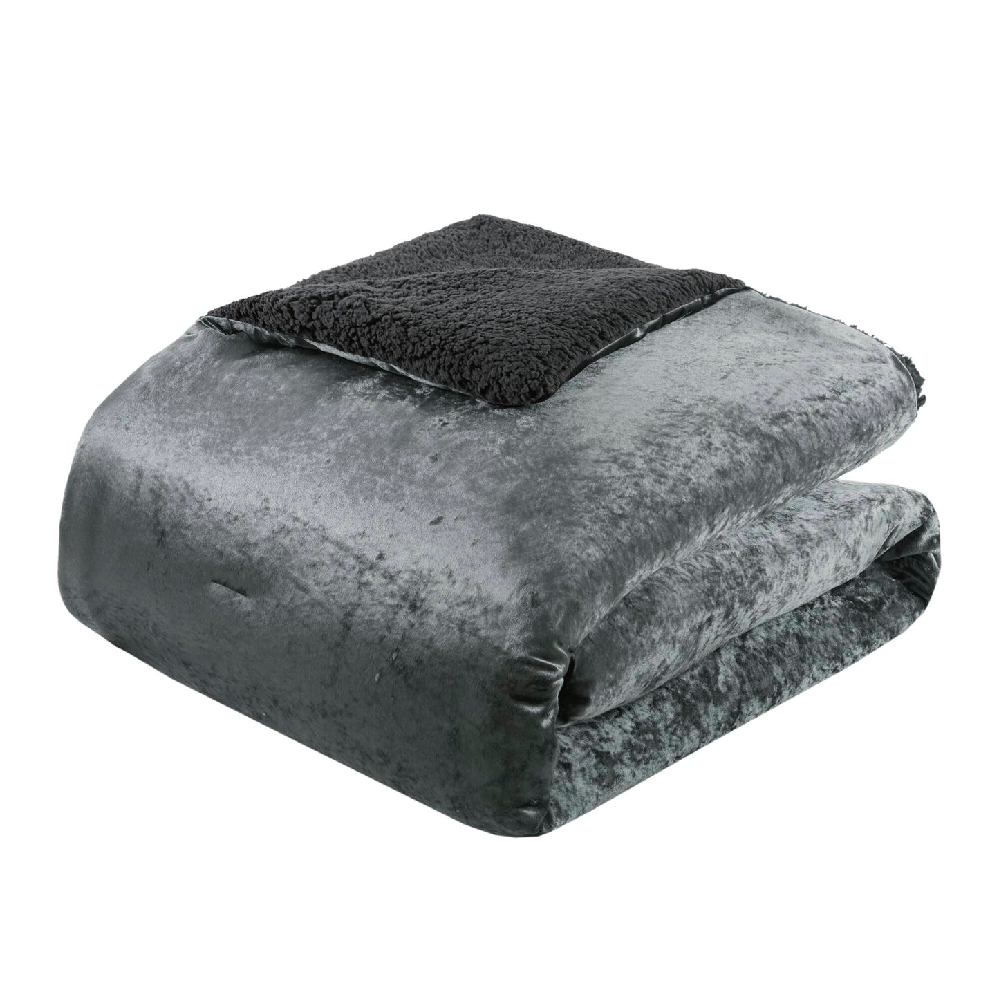 Mira Crushed Velvet Sherpa Reversible Comforter Set