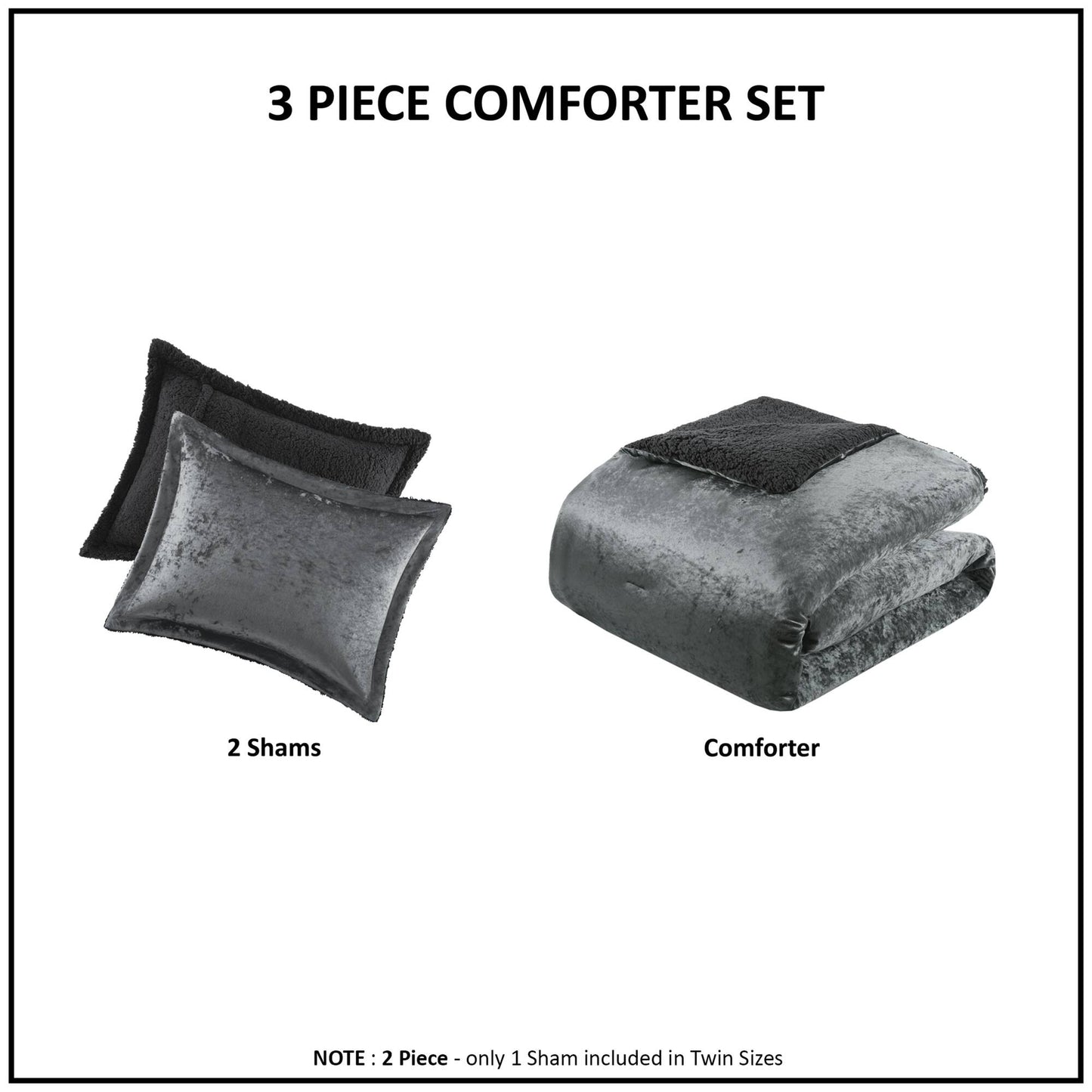 Mira Crushed Velvet Sherpa Reversible Comforter Set