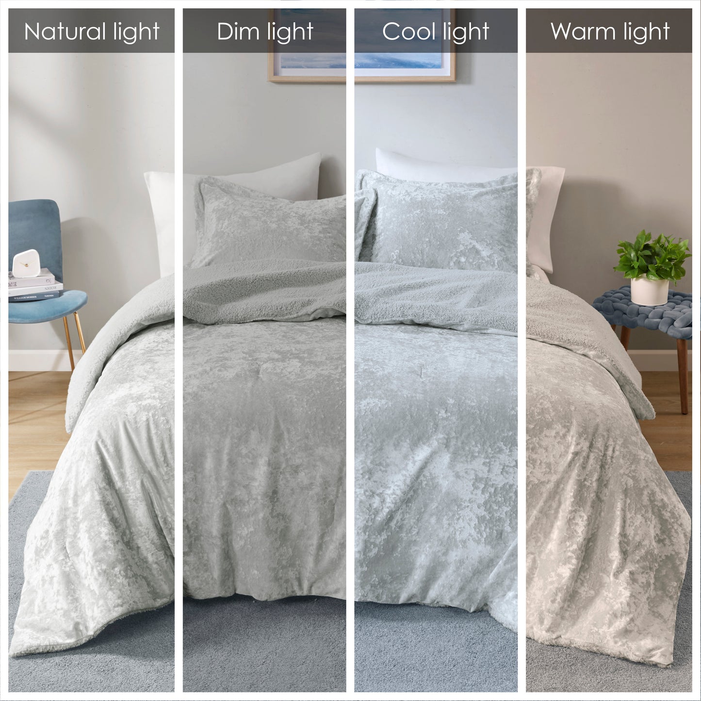 Mira Crushed Velvet Sherpa Reversible Comforter Set