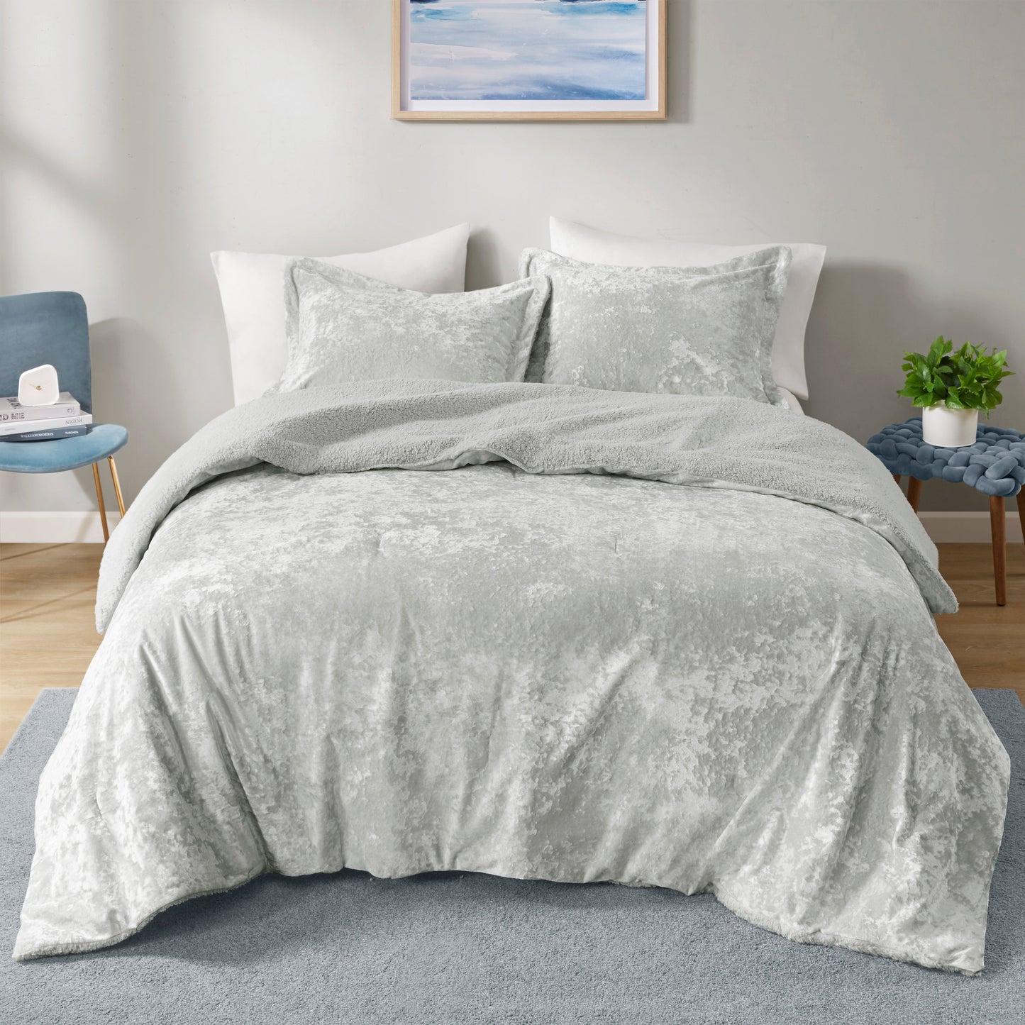 Mira Crushed Velvet Sherpa Reversible Comforter Set