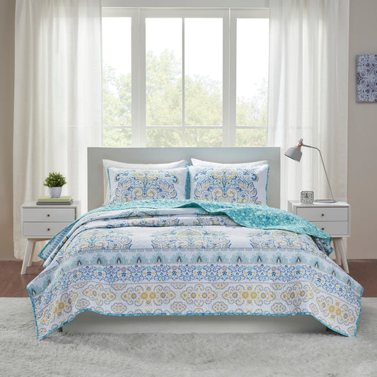 Tatiana Printed Reversible Cotton Coverlet Set
