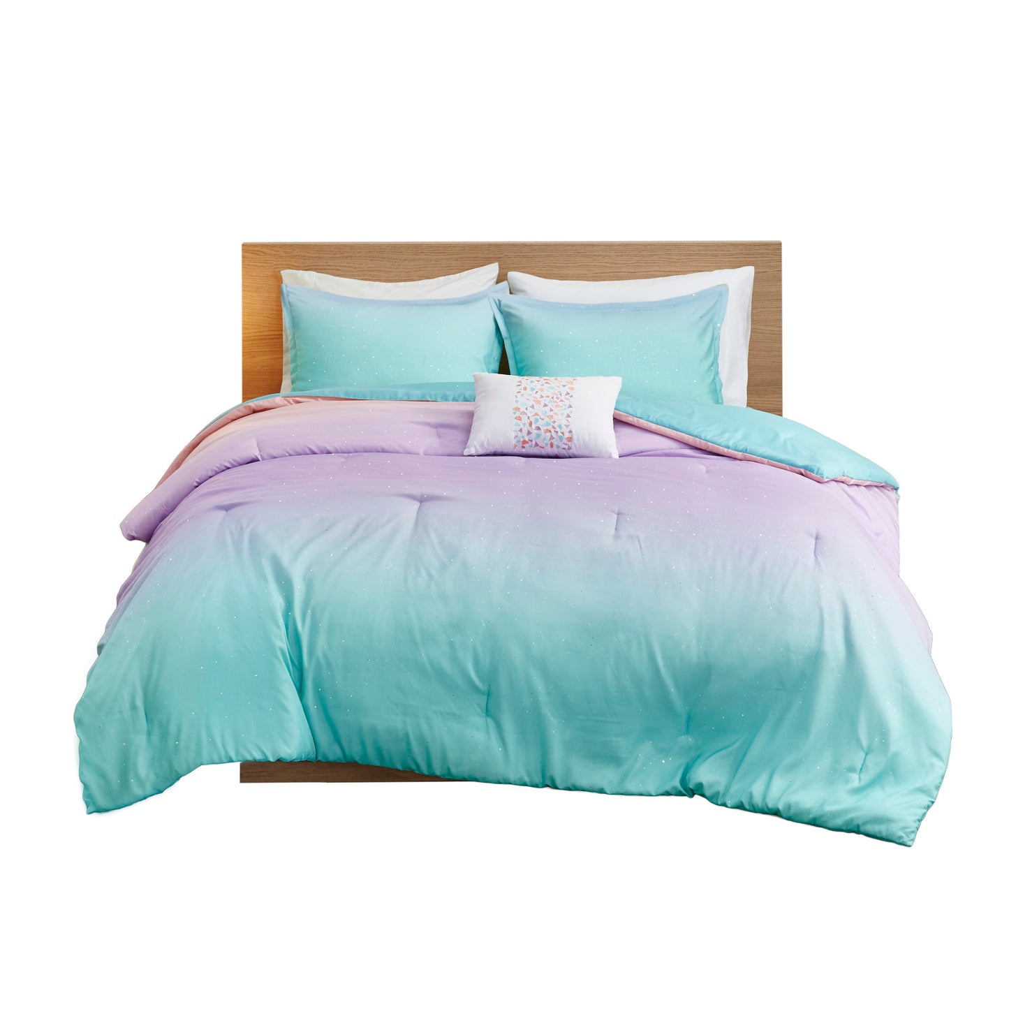 Glimmer Metallic Glitter Printed Reversible Comforter Set