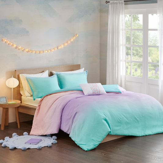 Glimmer Metallic Glitter Printed Reversible Duvet Cover Set
