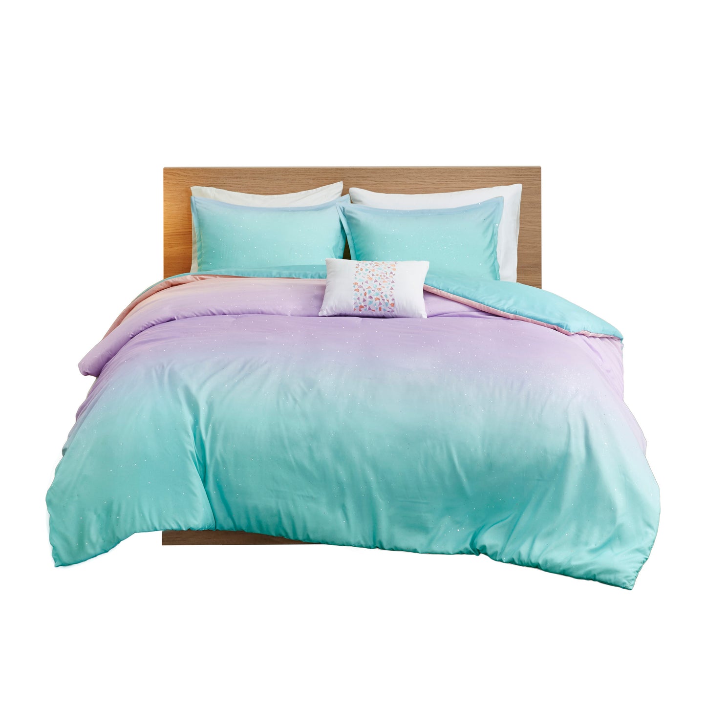 Glimmer Metallic Glitter Printed Reversible Duvet Cover Set