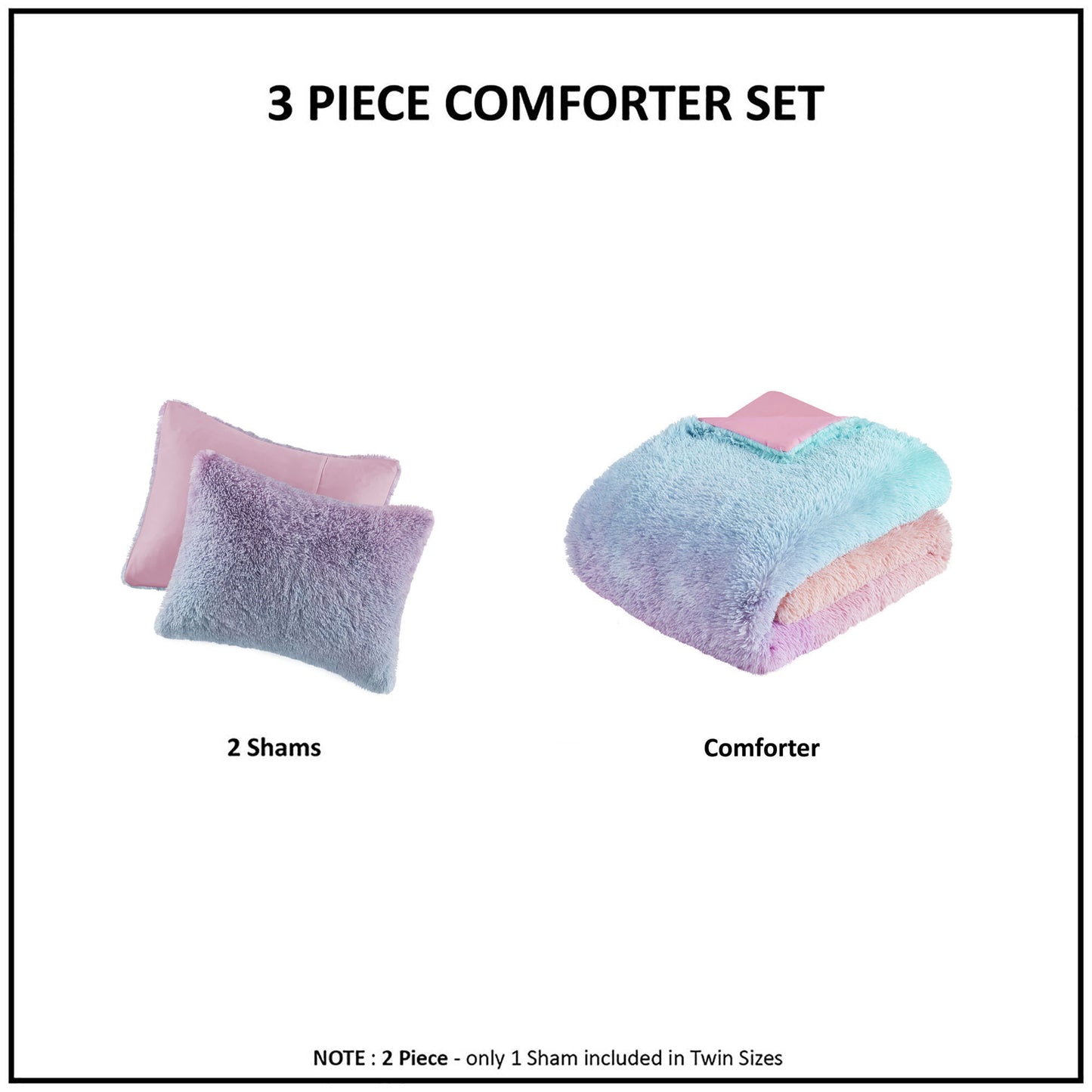 Primrose Ombre Shaggy Faux Fur Comforter Set