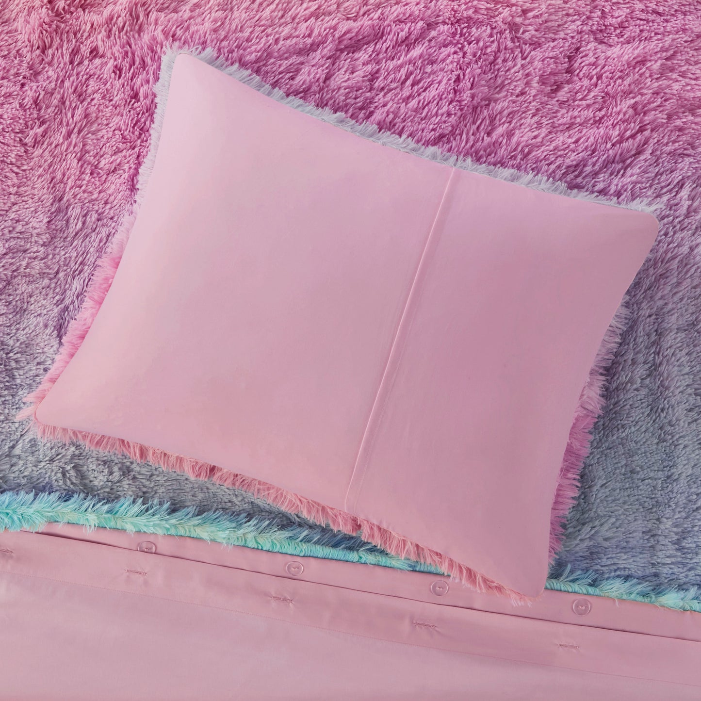 Primrose Ombre Shaggy Faux Fur Duvet Cover Set