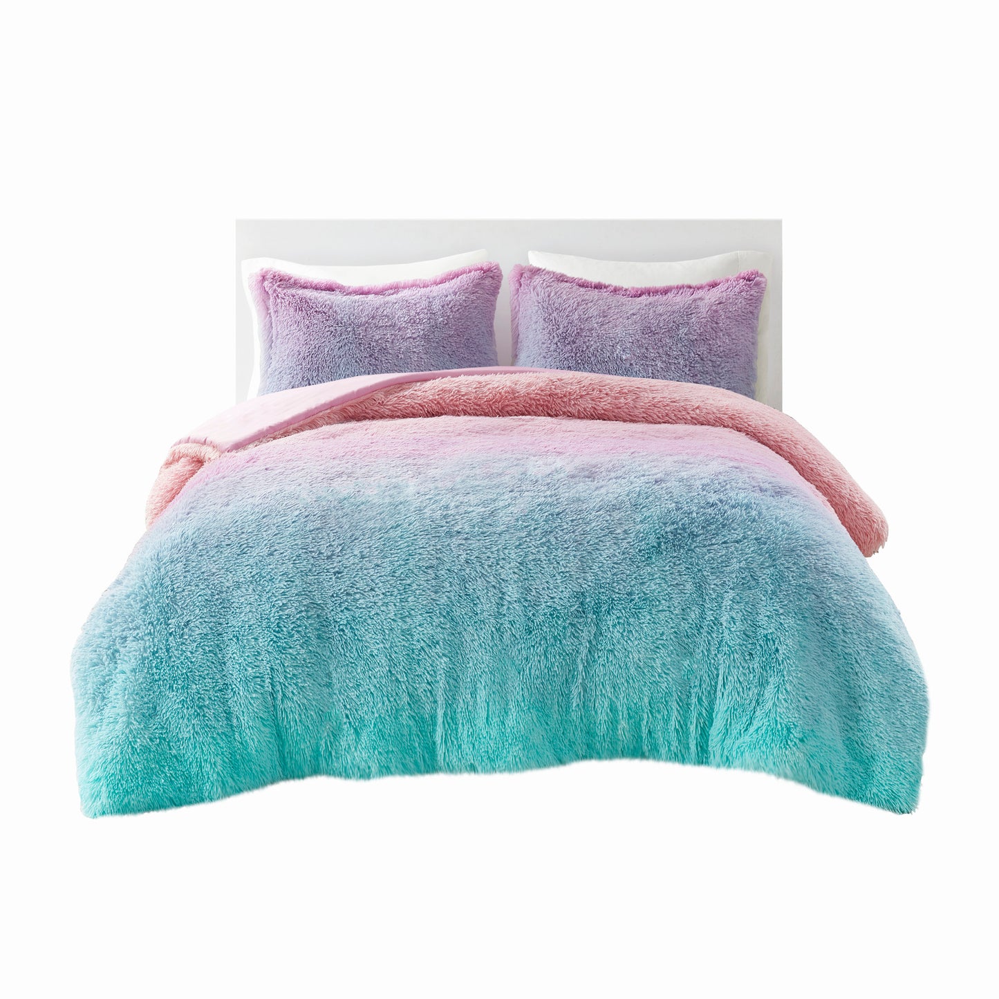 Primrose Ombre Shaggy Faux Fur Duvet Cover Set