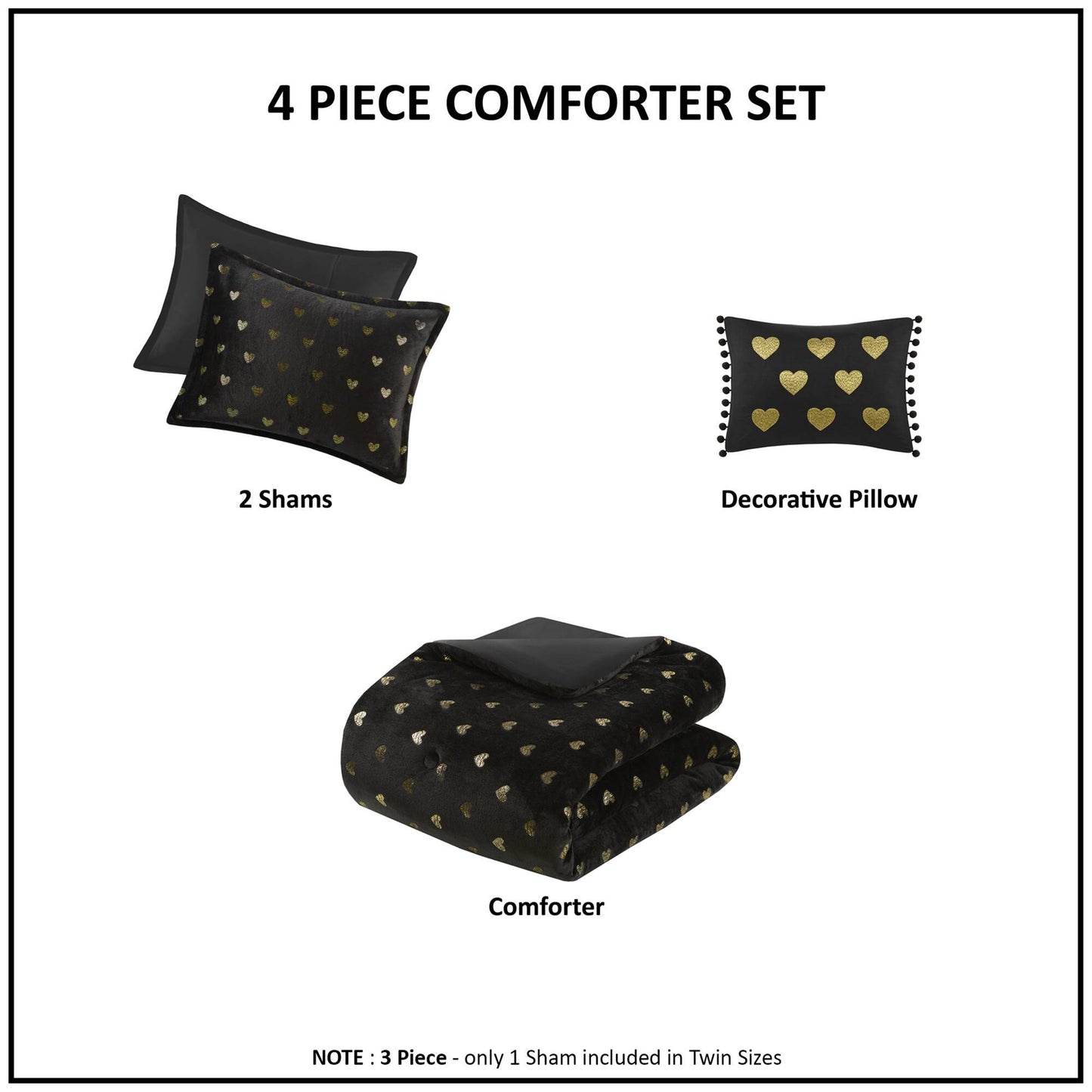Rosalie Metallic Printed Plush Comforter Set with Throw Pillow