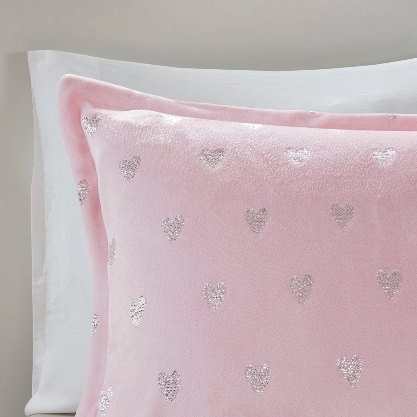 Rosalie Metallic Printed Plush Comforter Set with Throw Pillow