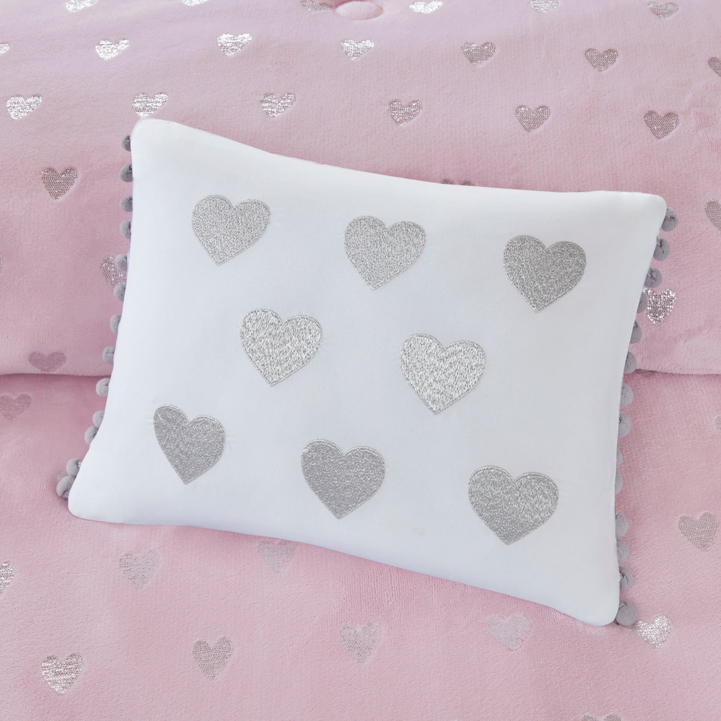 Rosalie Metallic Printed Plush Comforter Set with Throw Pillow