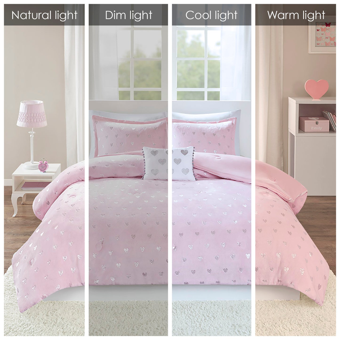 Rosalie Metallic Printed Plush Comforter Set with Throw Pillow
