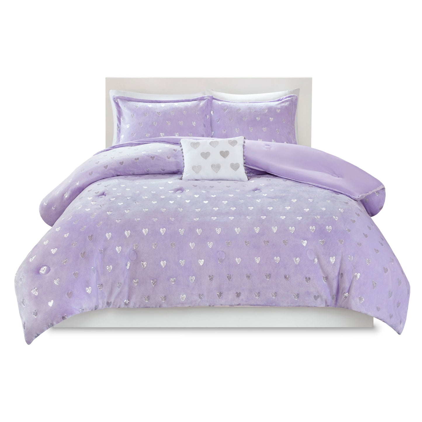 Rosalie Metallic Printed Plush Comforter Set with Throw Pillow