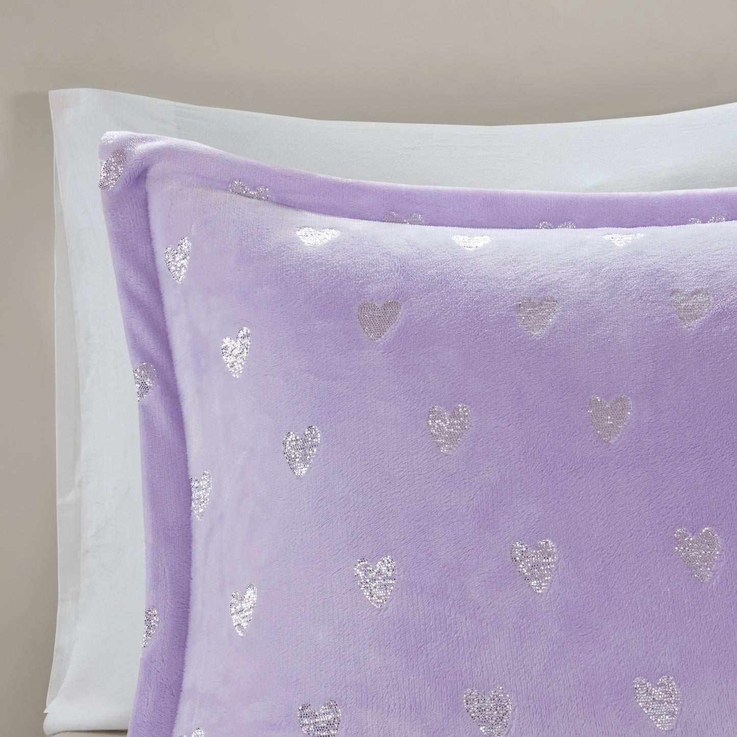 Rosalie Metallic Printed Plush Comforter Set with Throw Pillow