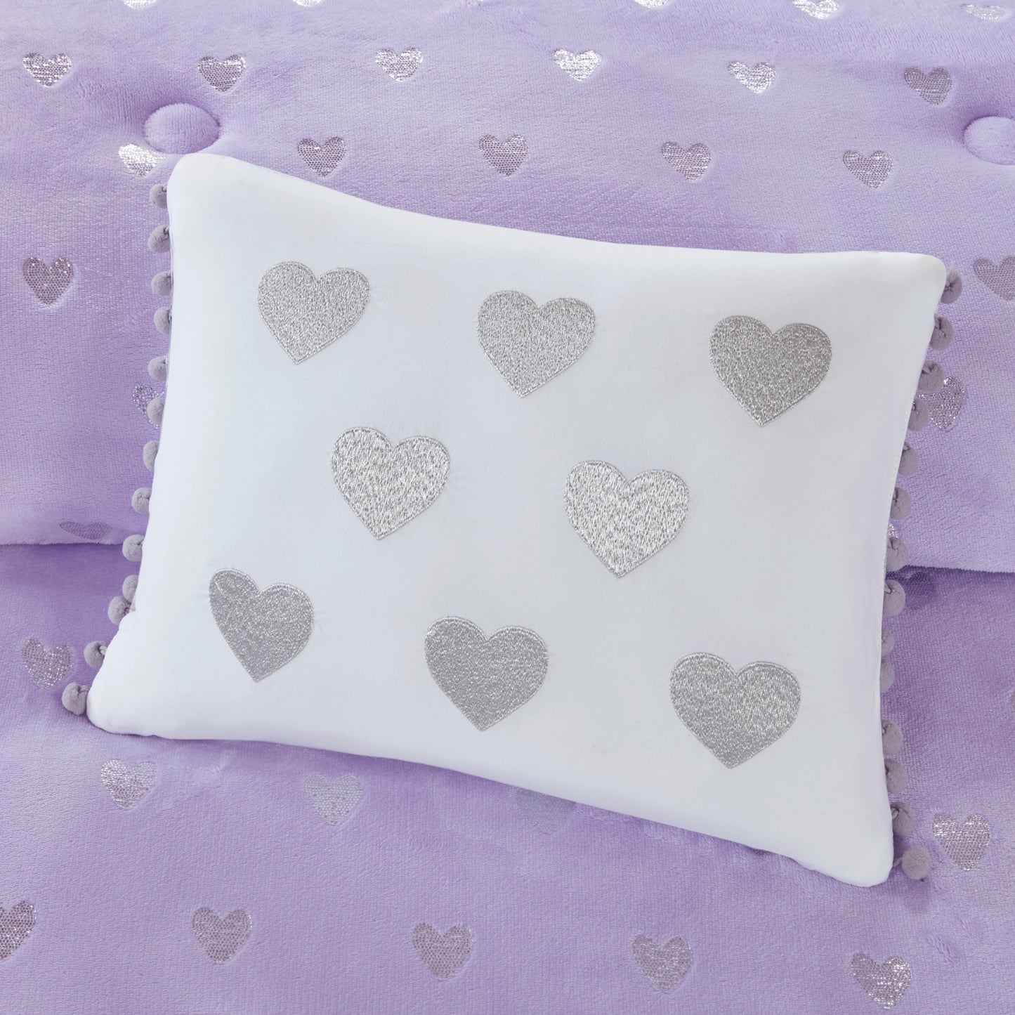 Rosalie Metallic Printed Plush Comforter Set with Throw Pillow