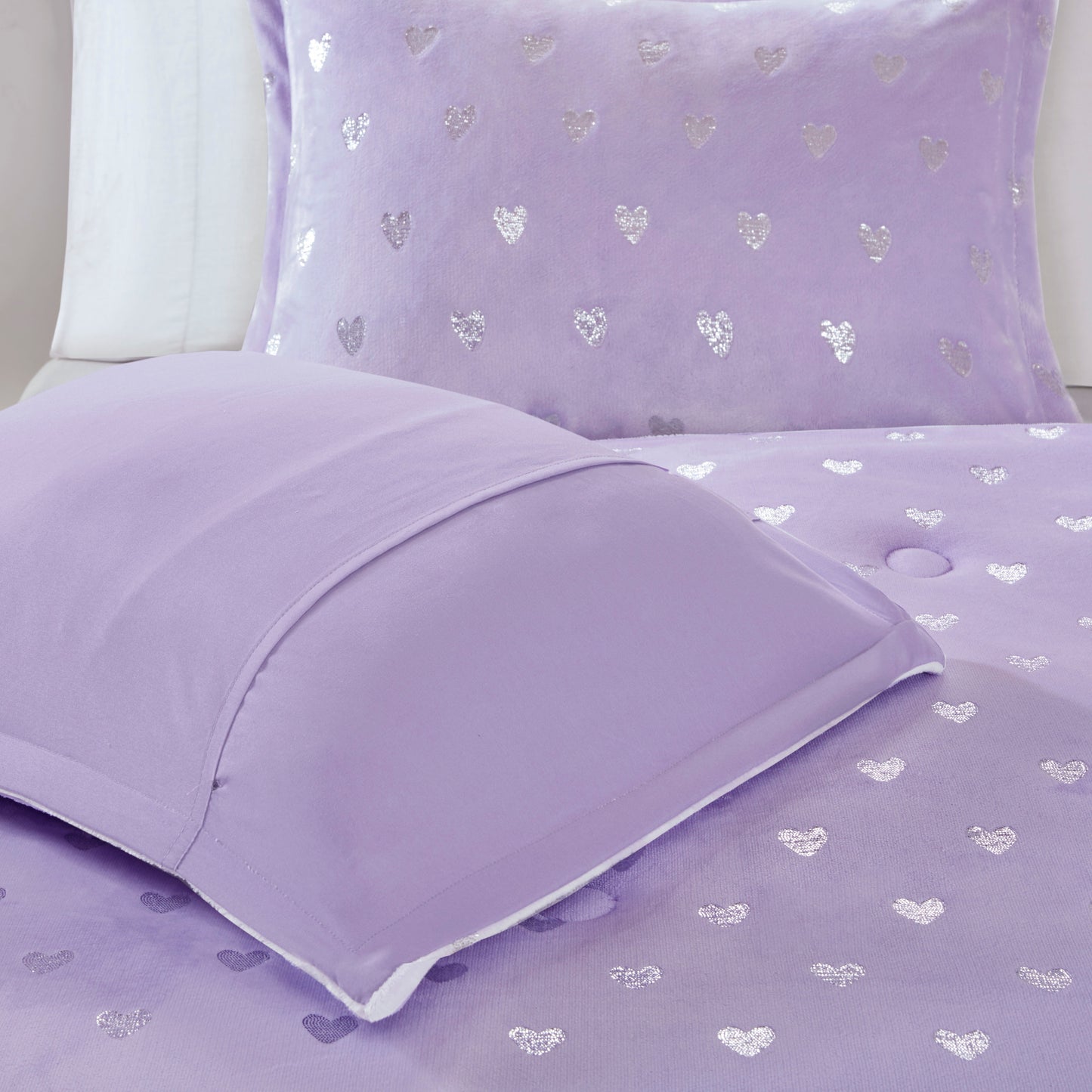 Rosalie Metallic Printed Plush Comforter Set with Throw Pillow