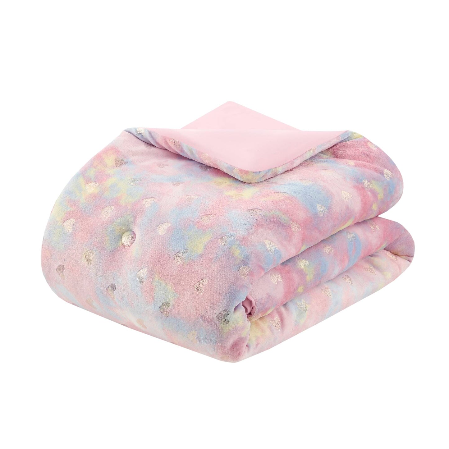 Rosalie Metallic Printed Plush Comforter Set with Throw Pillow
