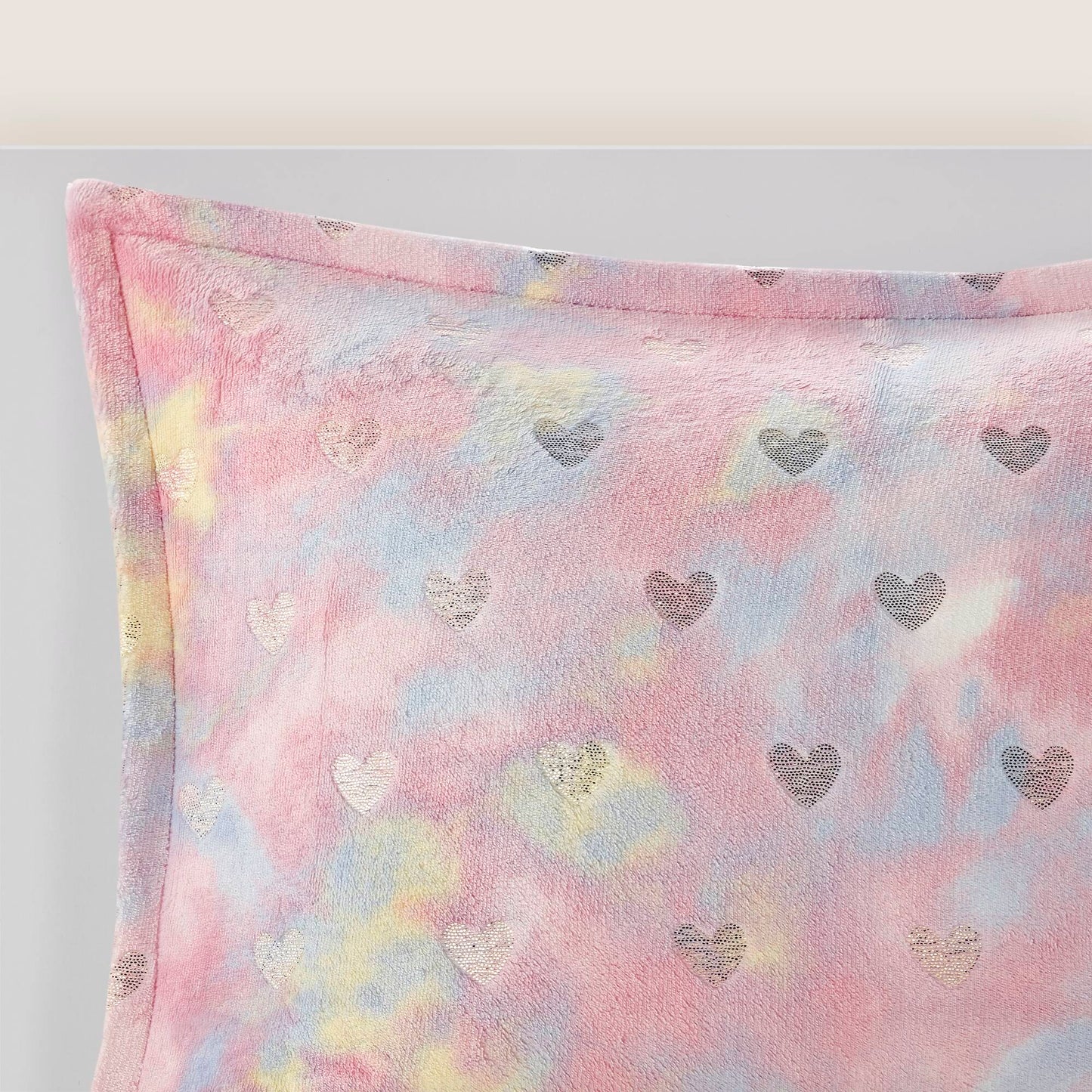 Rosalie Metallic Printed Plush Comforter Set with Throw Pillow