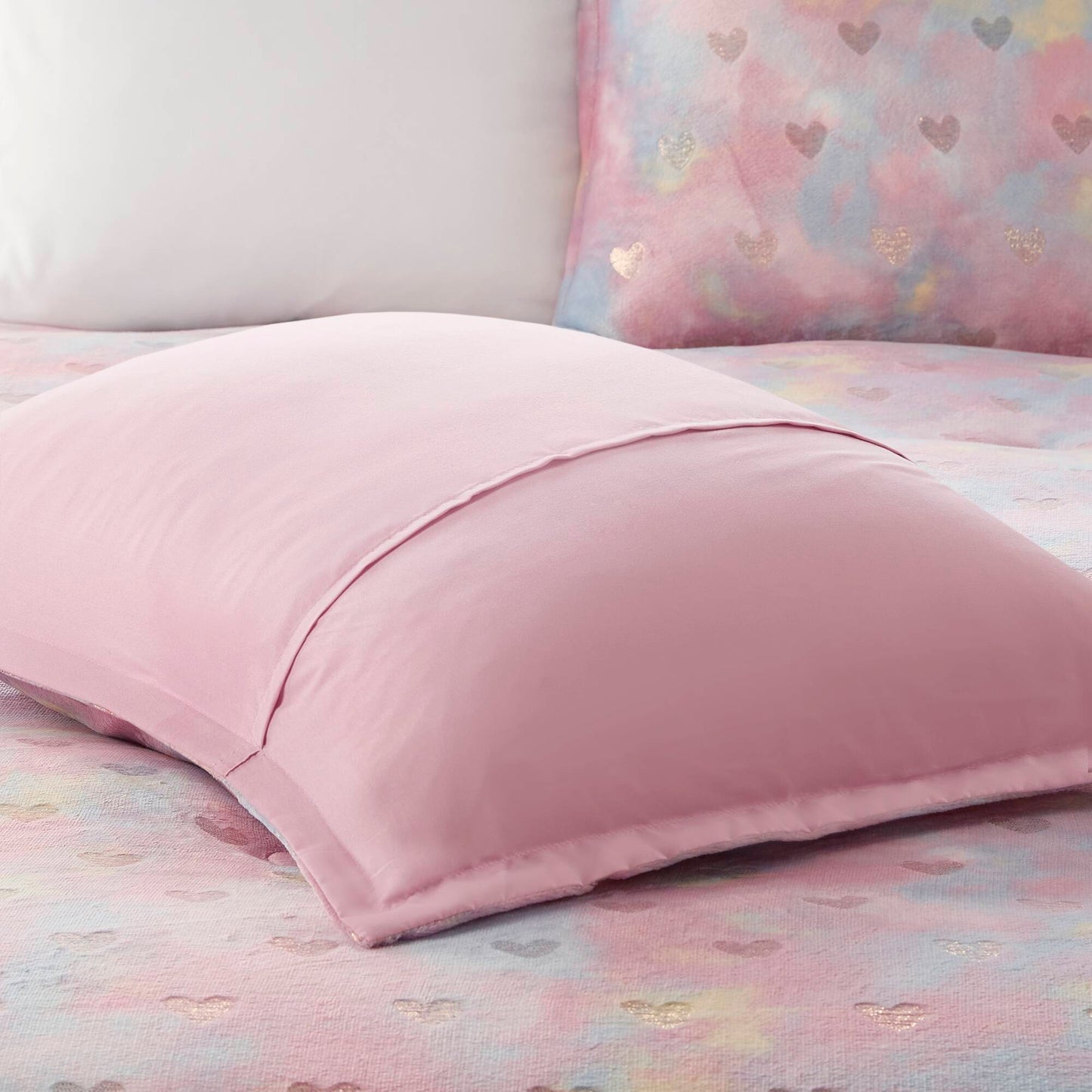 Rosalie Metallic Printed Plush Comforter Set with Throw Pillow