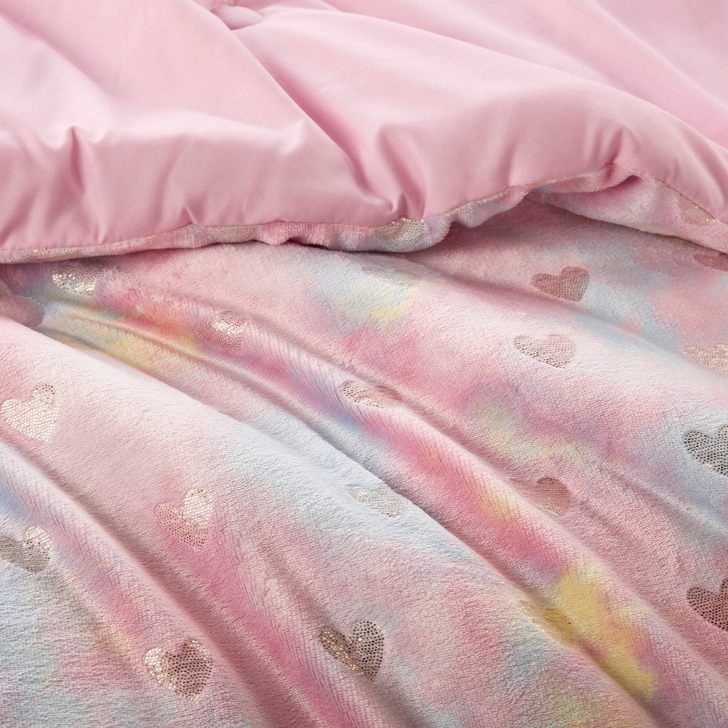 Rosalie Metallic Printed Plush Comforter Set with Throw Pillow
