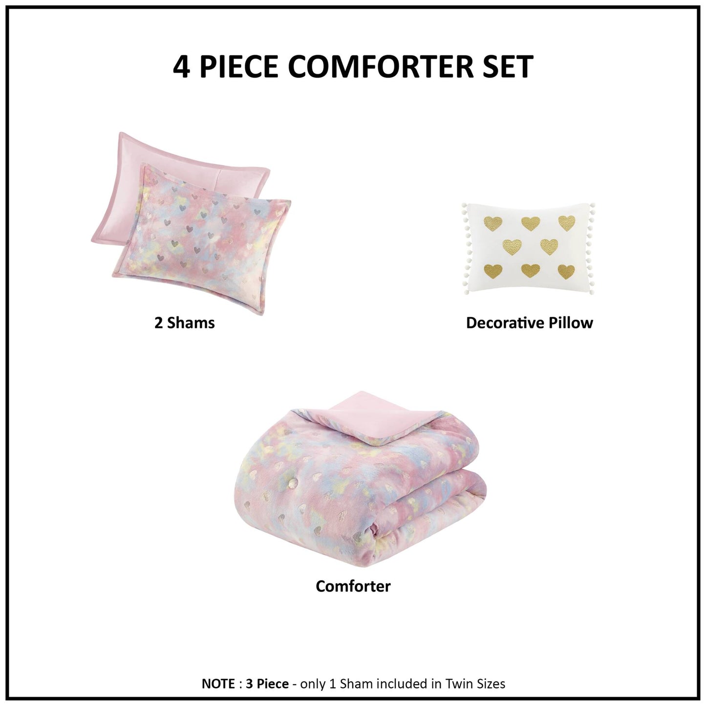 Rosalie Metallic Printed Plush Comforter Set with Throw Pillow