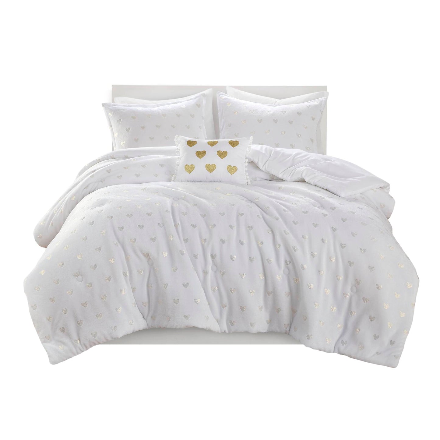 Rosalie Metallic Printed Plush Comforter Set with Throw Pillow