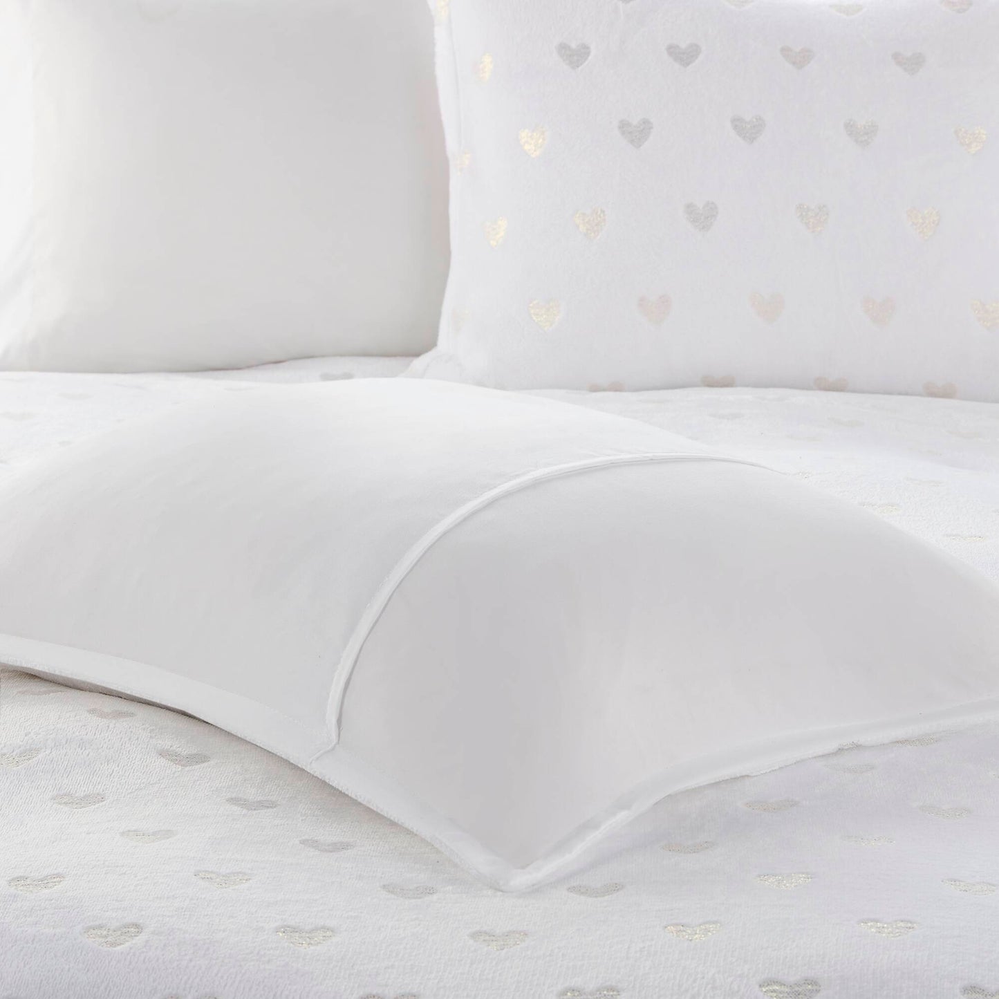 Rosalie Metallic Printed Plush Comforter Set with Throw Pillow