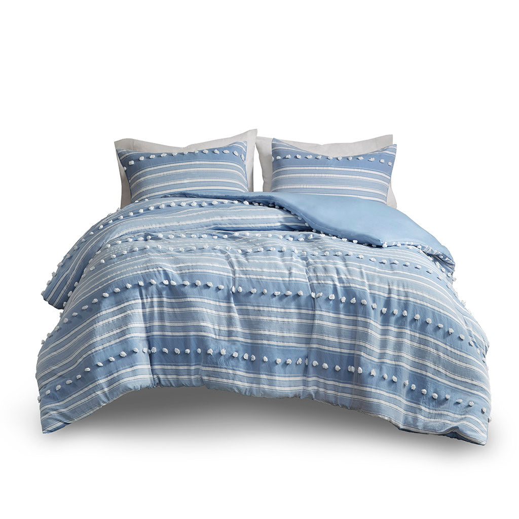 Rowan Striped Clipped Jacquard Duvet Cover Set