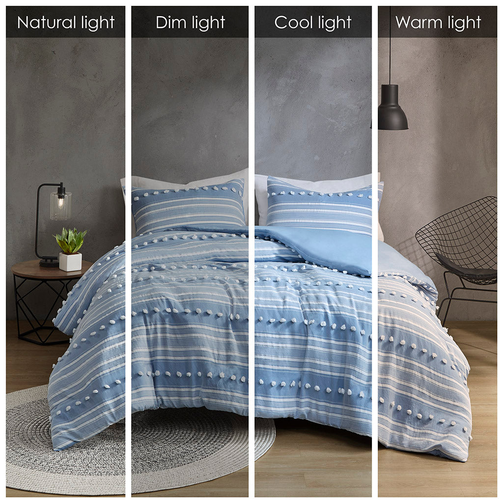 Rowan Striped Clipped Jacquard Duvet Cover Set