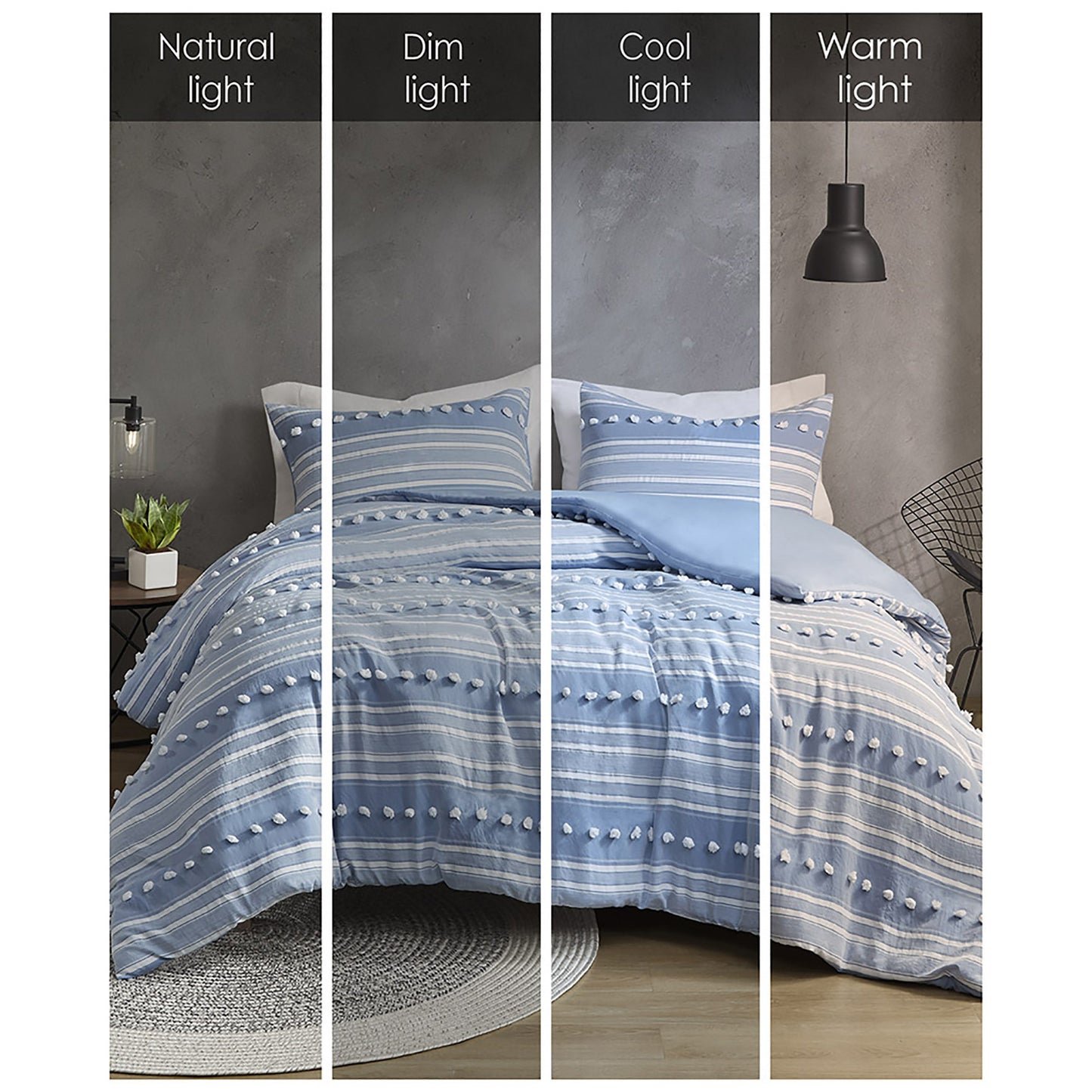 Rowan Striped Clipped Jacquard Duvet Cover Set