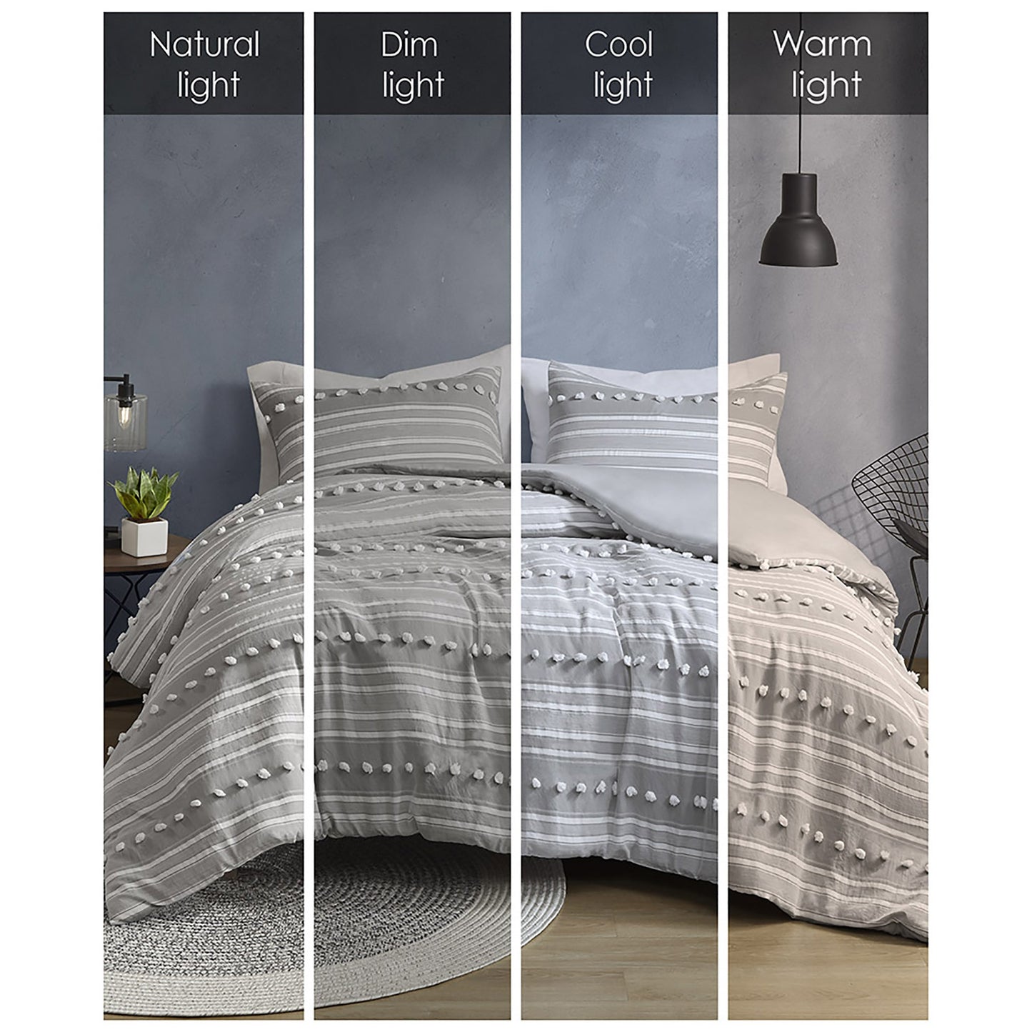 Rowan Striped Clipped Jacquard Duvet Cover Set