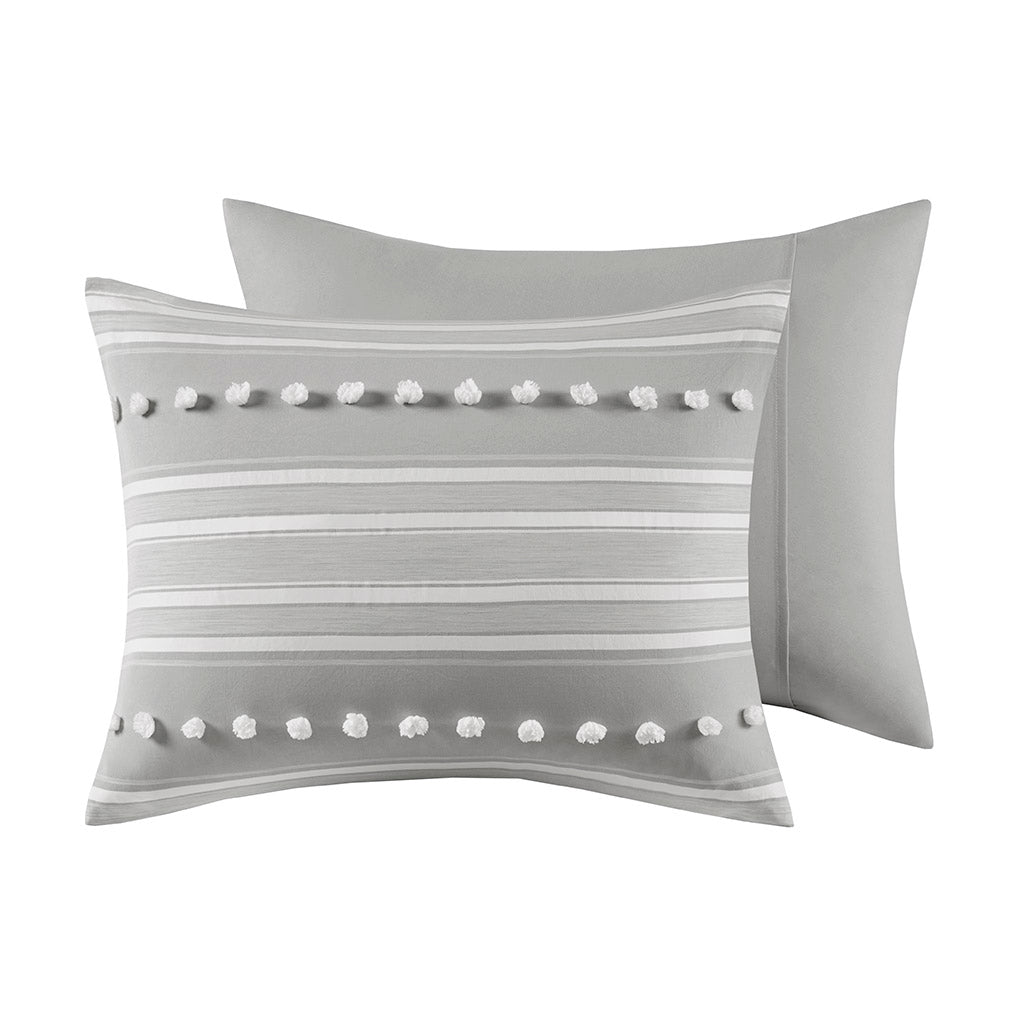 Rowan Striped Clipped Jacquard Duvet Cover Set