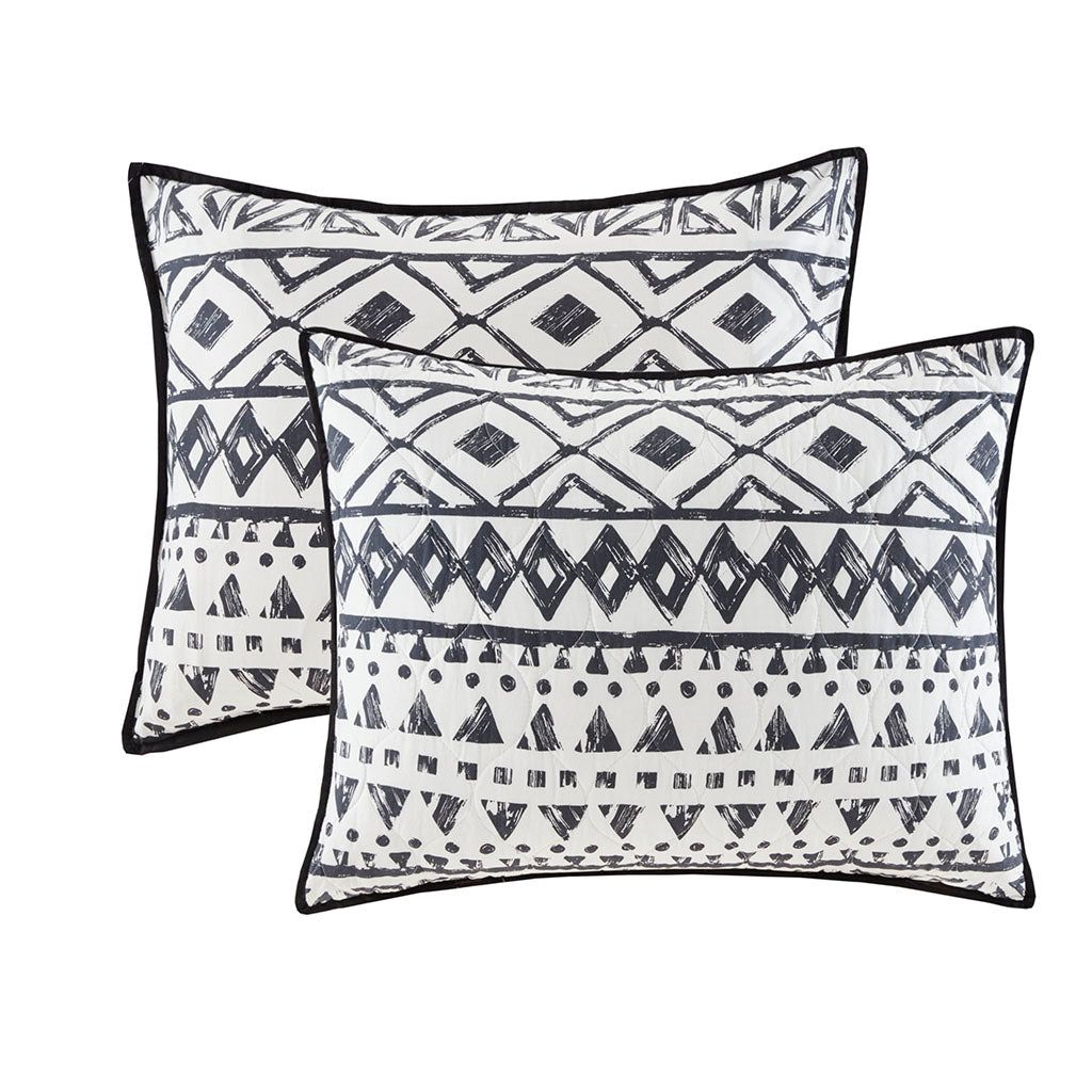 Larisa 7 Piece Reversible Cotton Quilt Set with Euro Shams and Throw Pillows