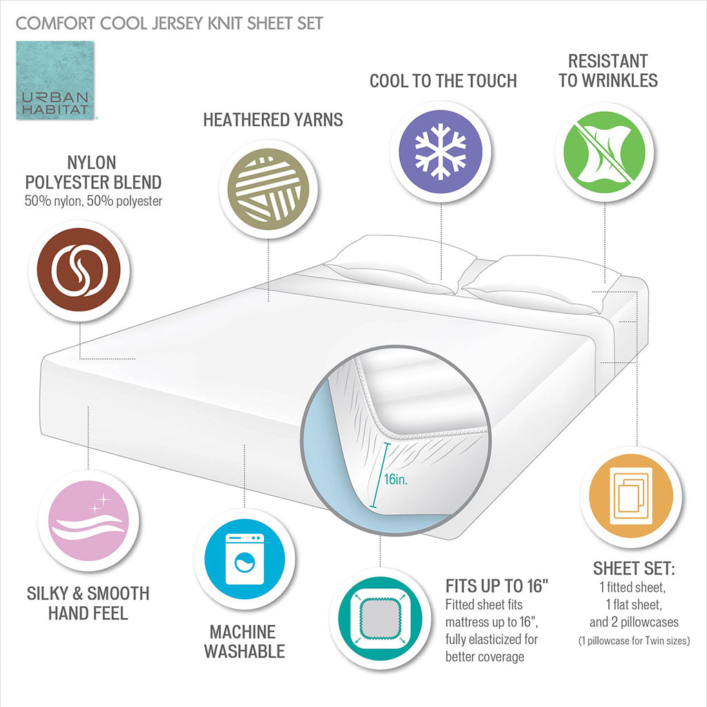 Comfort Cool Jersey Knit Nylon Blend Sheet Set
