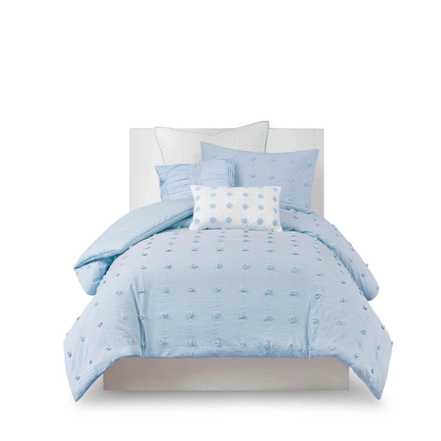 Brooklyn Cotton Jacquard Comforter Set with Euro Shams and Throw Pillows