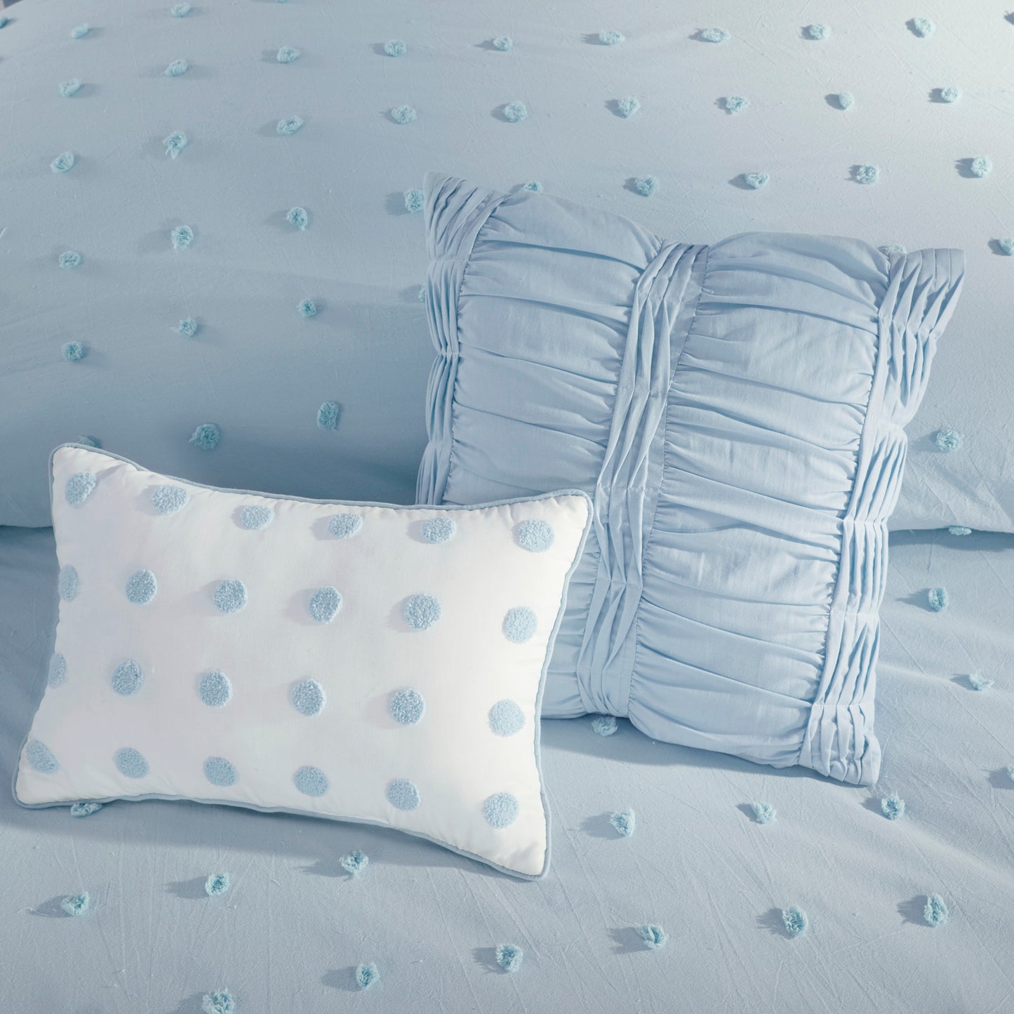 Brooklyn Cotton Jacquard Comforter Set with Euro Shams and Throw Pillows